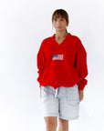 Flag Embroidered Plush Sweatshirt