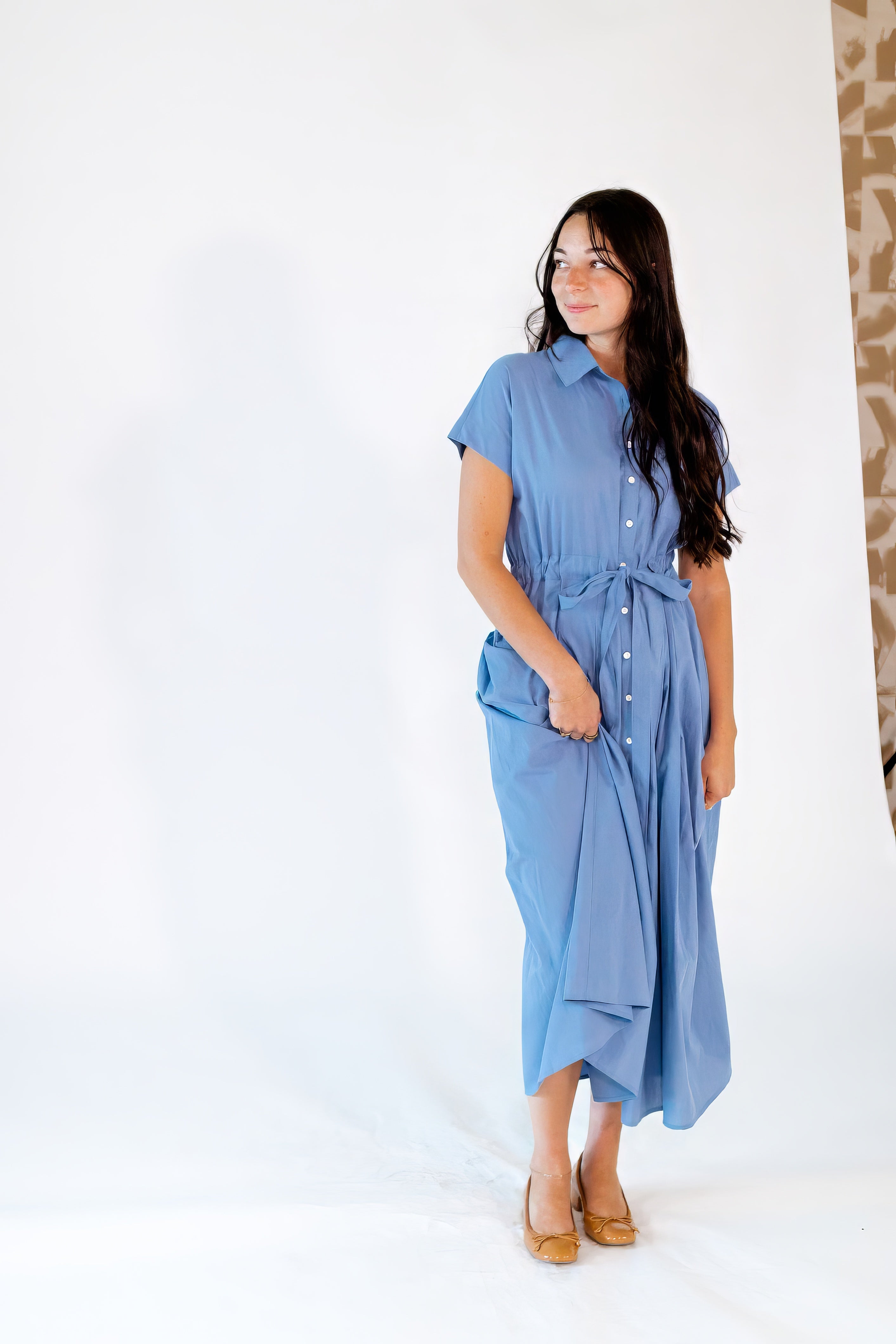 Cornflower Button Up Shirt Dress