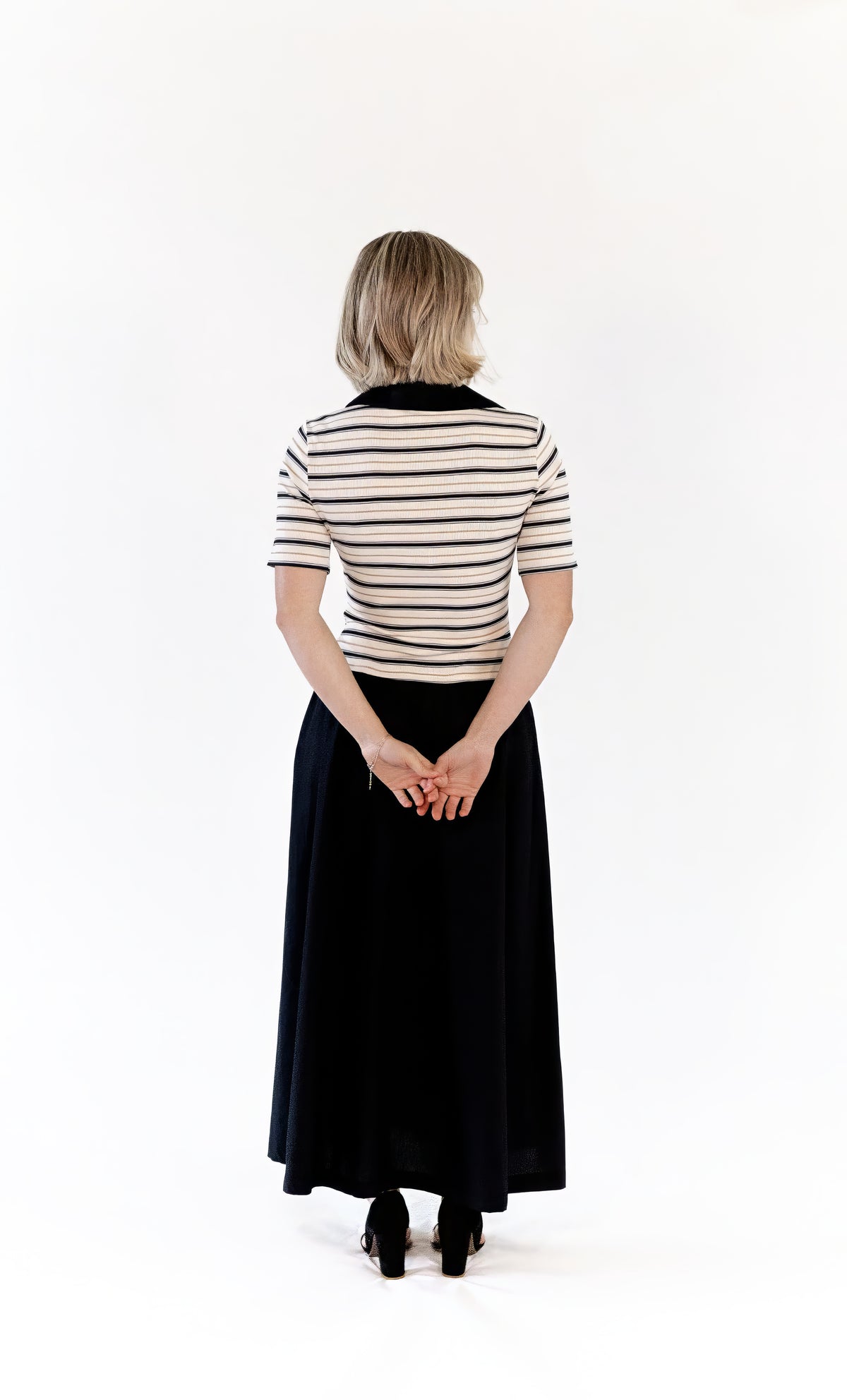 Vail Striped Midi Dress · Black