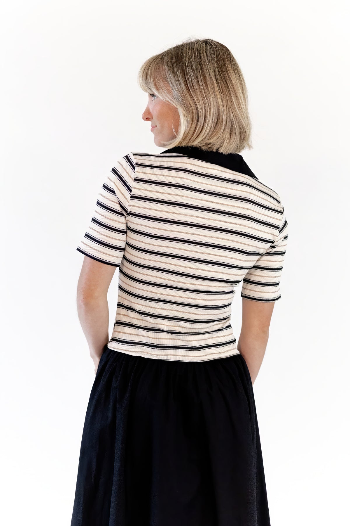 Vail Striped Midi Dress · Black