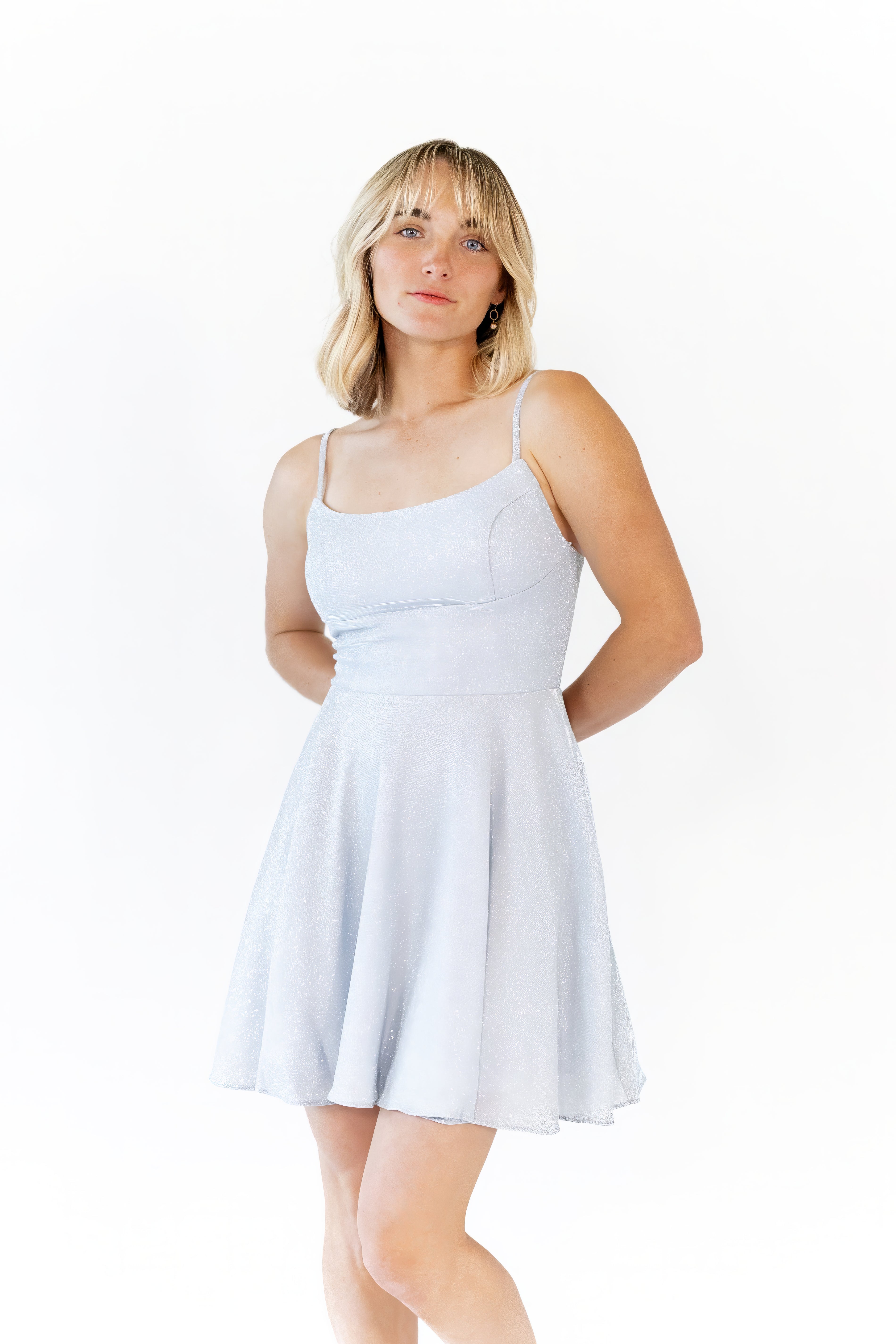 Alyna Glitter Mini Dress · Sky