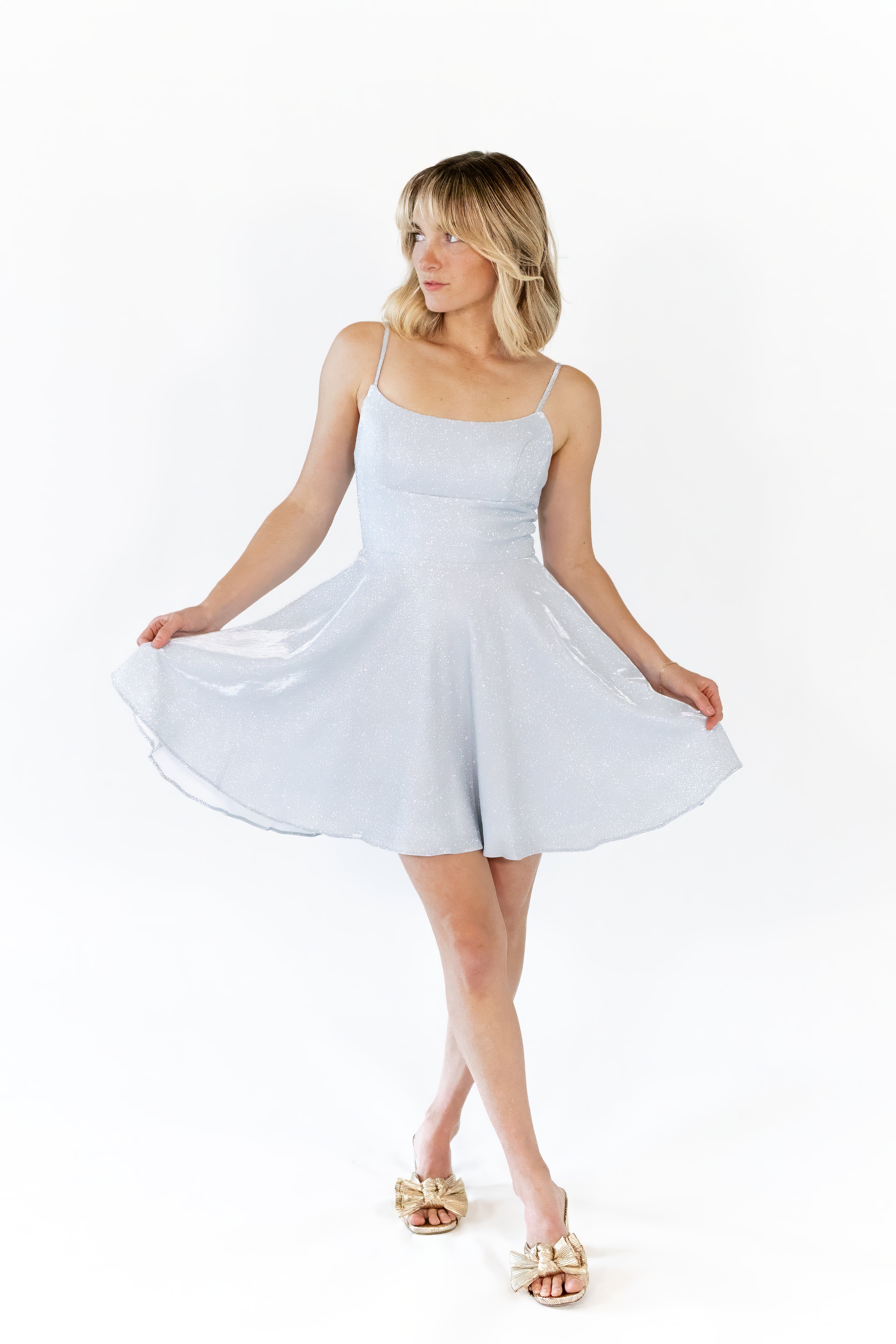 Alyna Glitter Mini Dress · Sky
