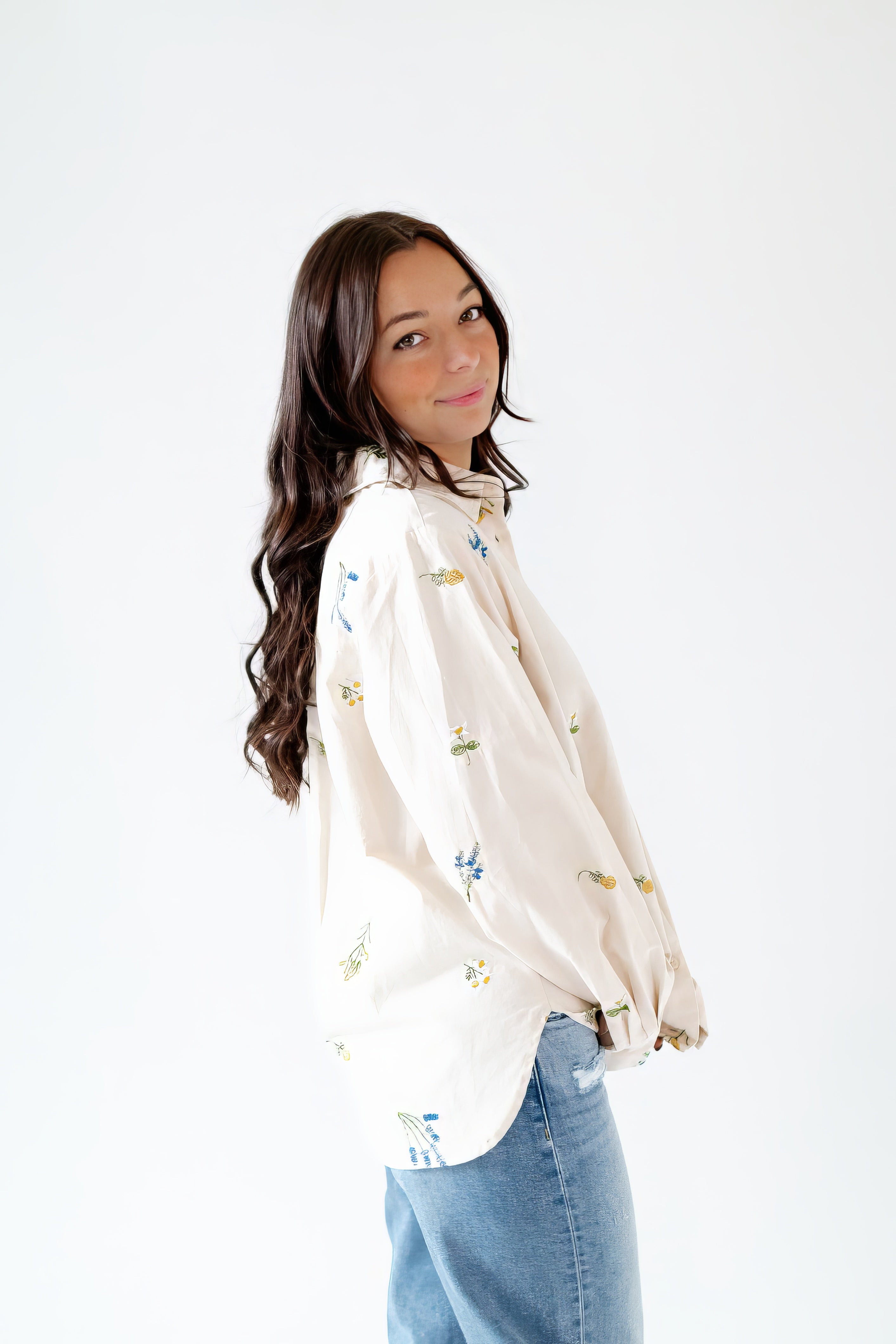 Elara Embroidered Button Up