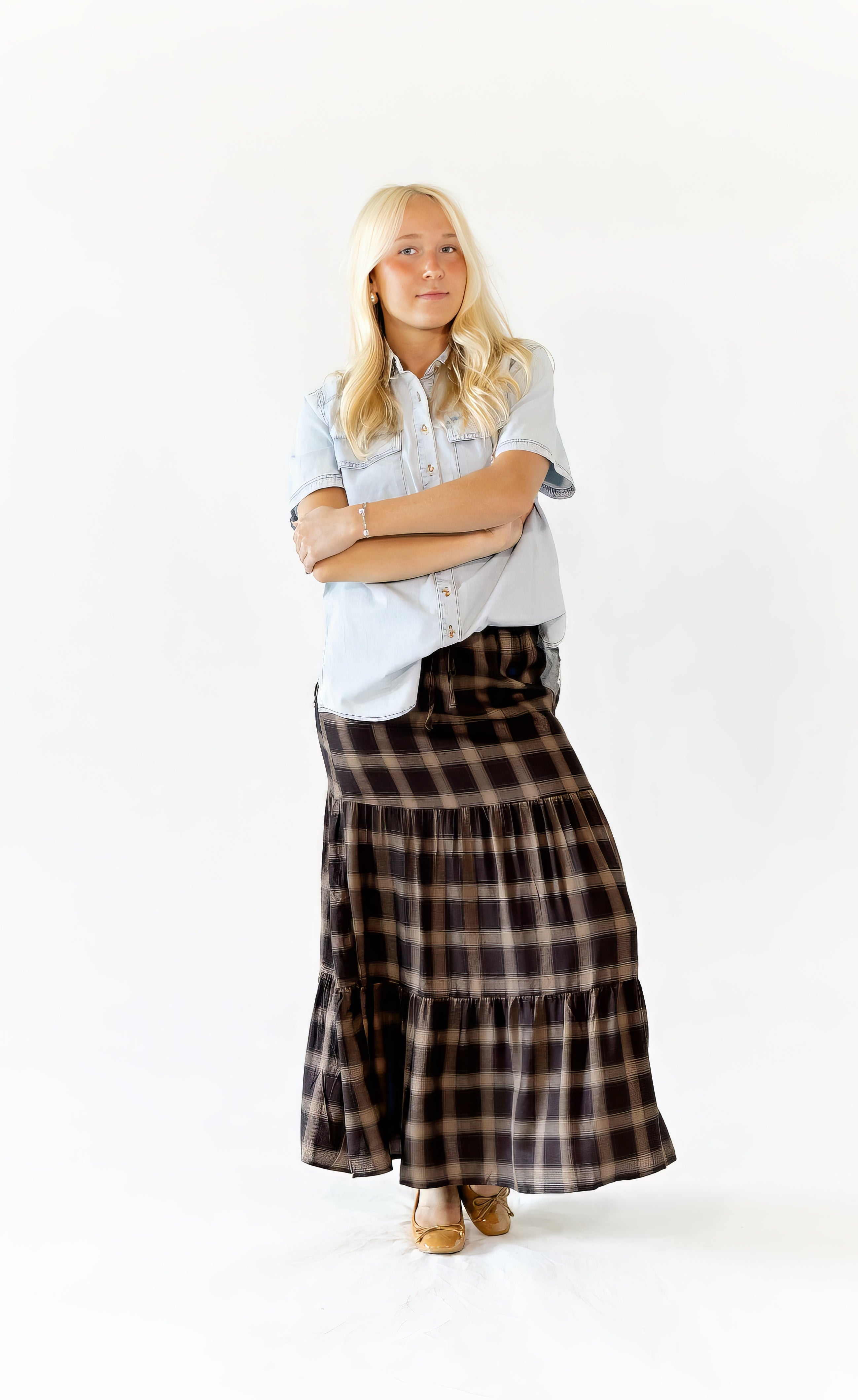 Vivian Plaid Maxi Skirt