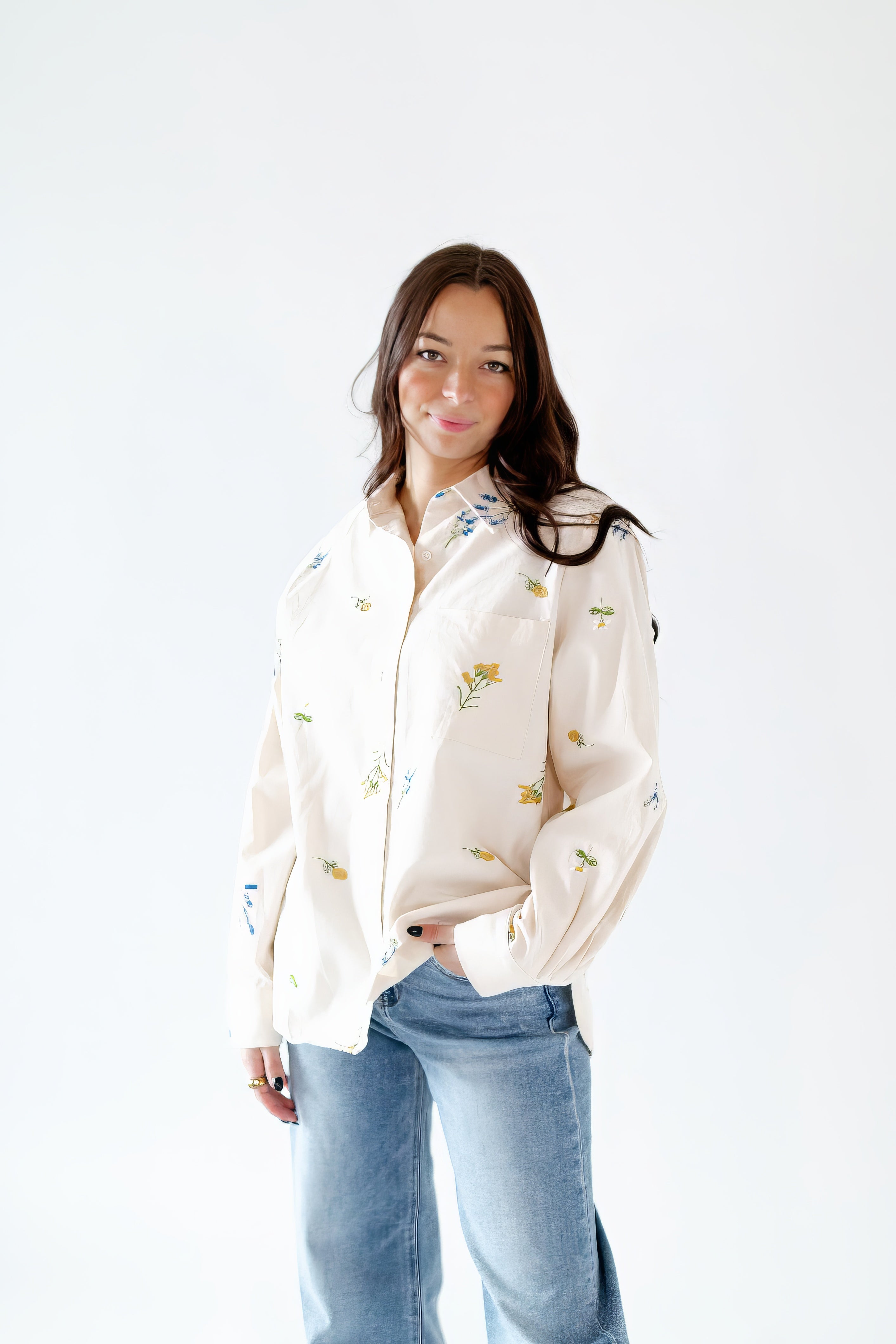 Elara Embroidered Button Up