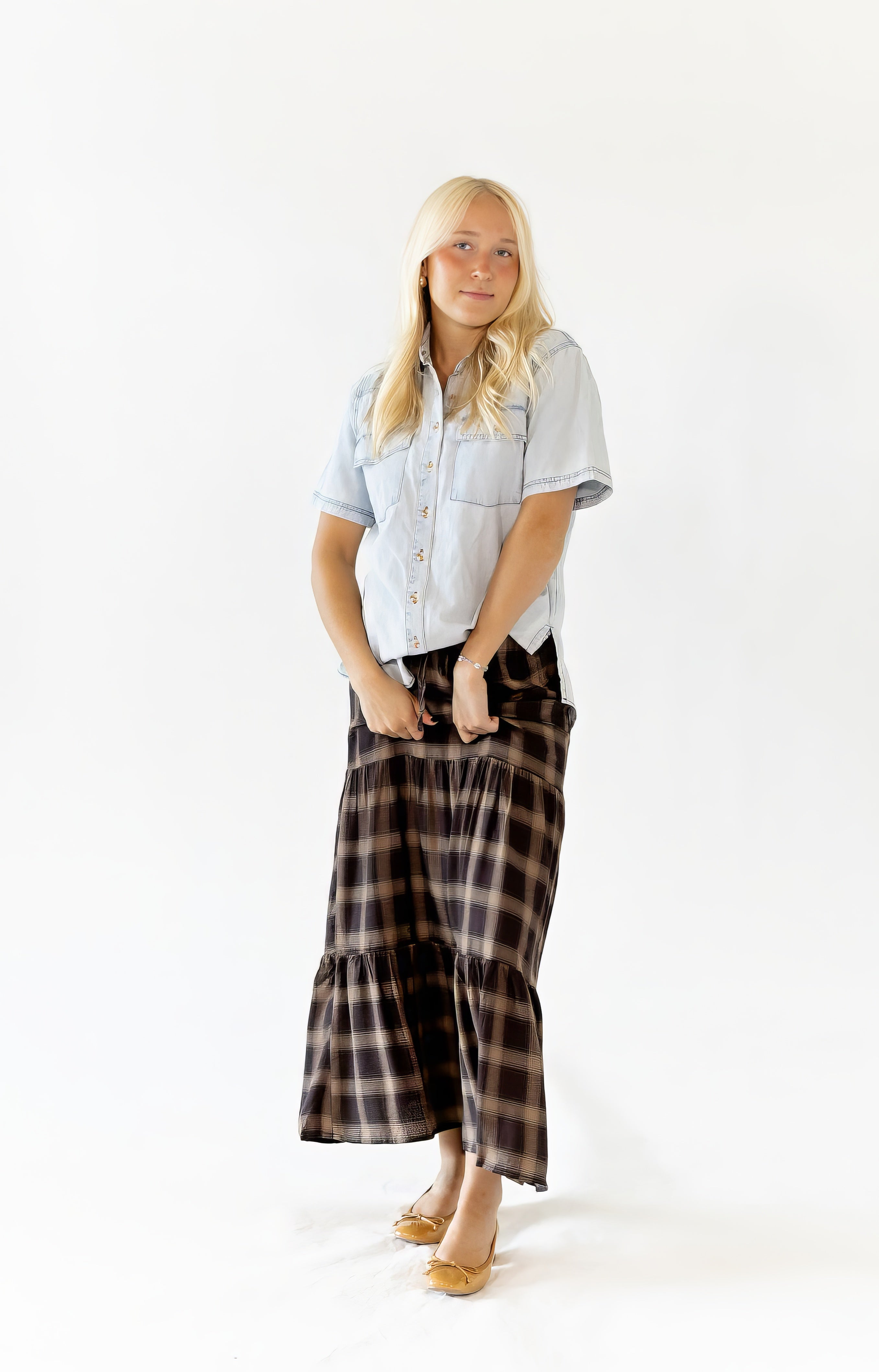 Vivian Plaid Maxi Skirt