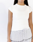 Ava Ribbed Exposed Seam Tee · White