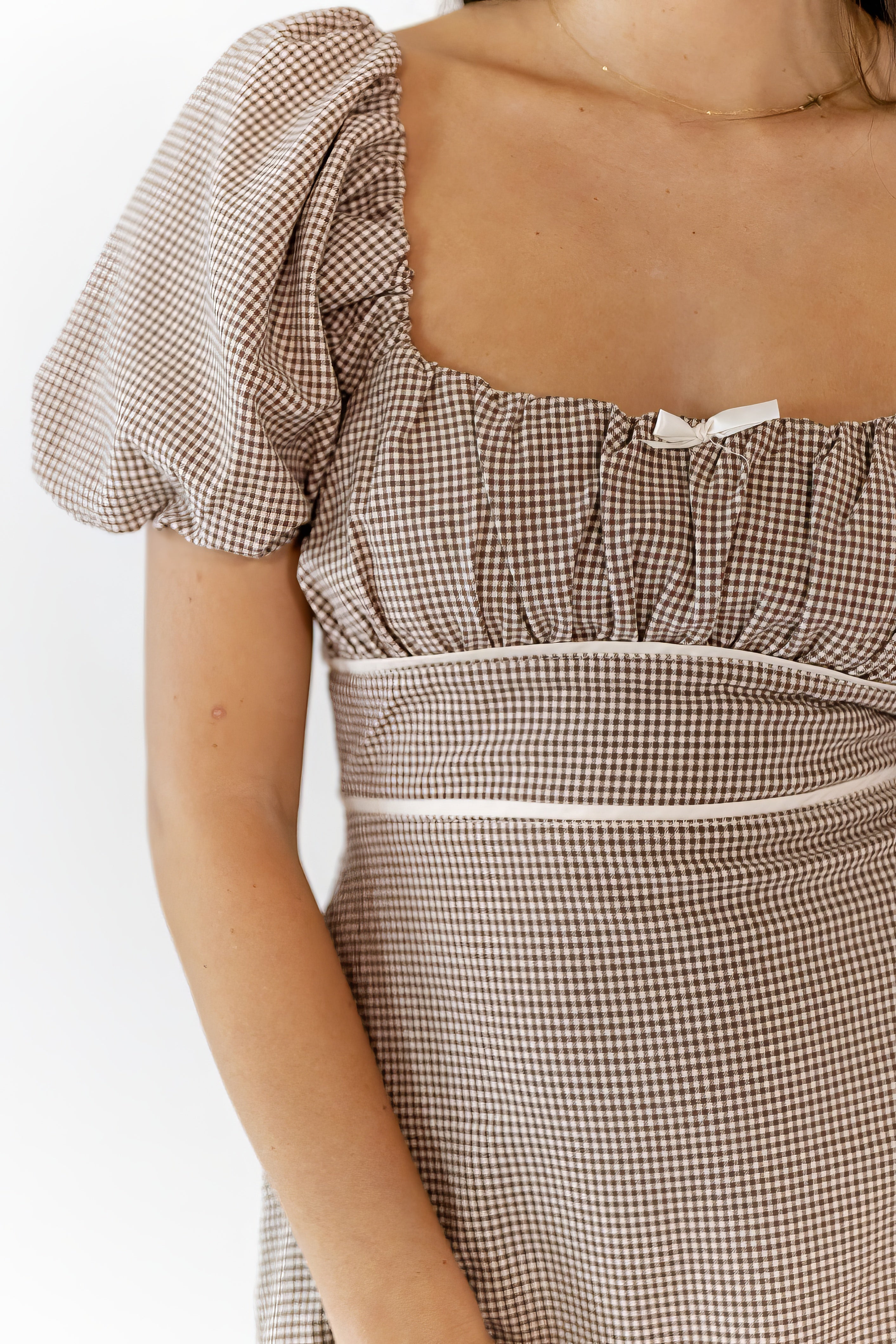 Tory Gingham Lace Up Back Dress