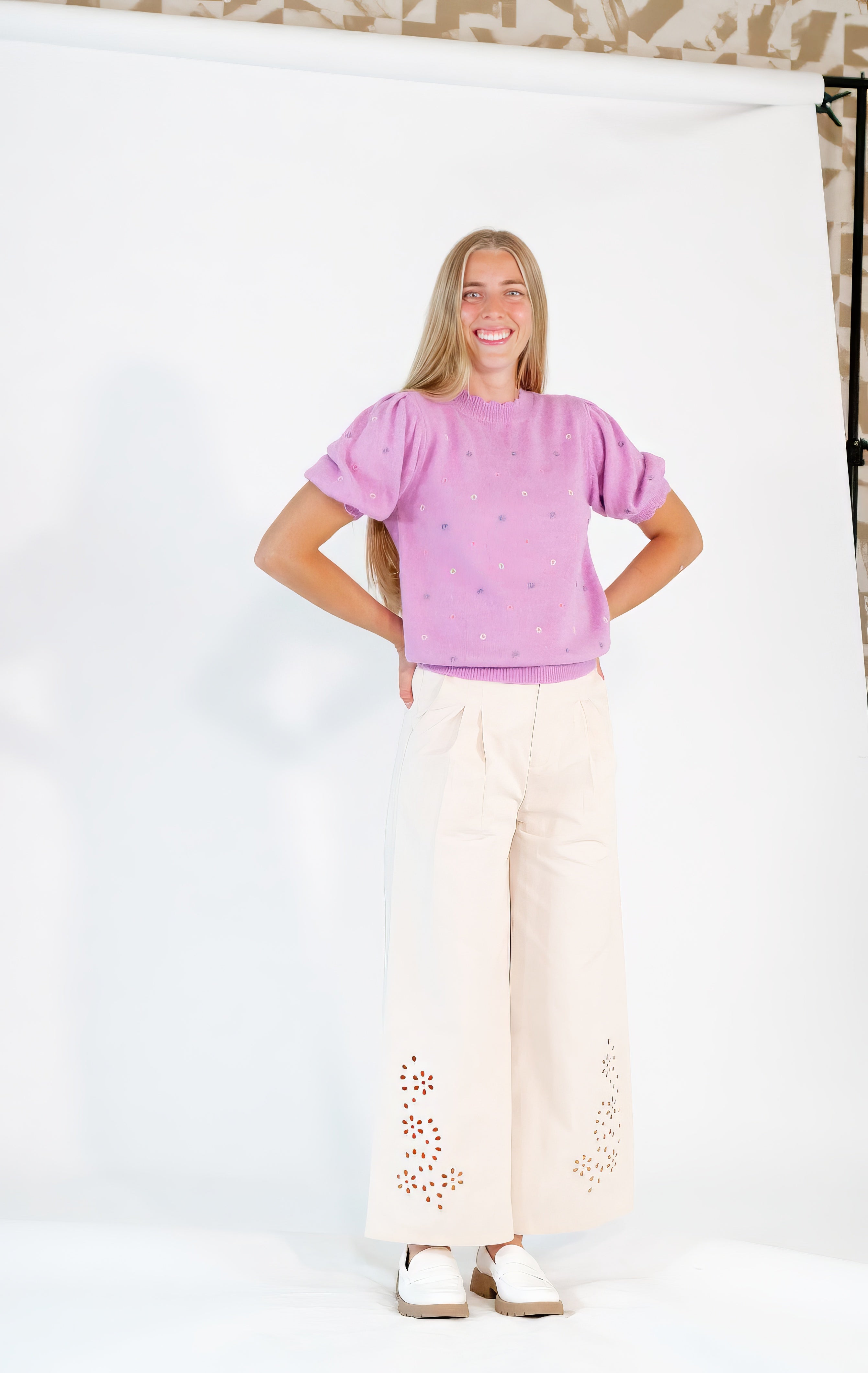 Gilly Eyelet Hem Pants