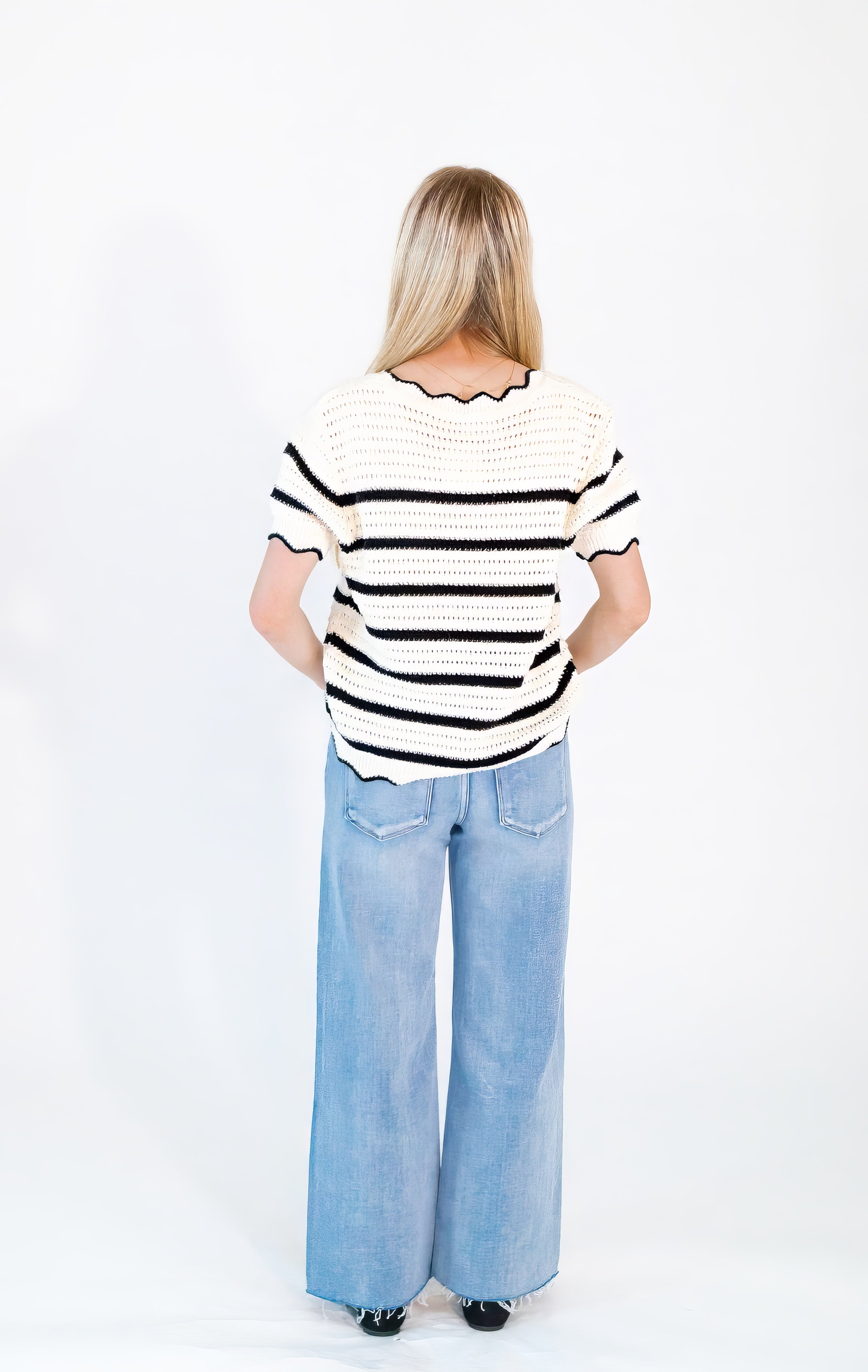 Bennie Crochet Scalloped Top