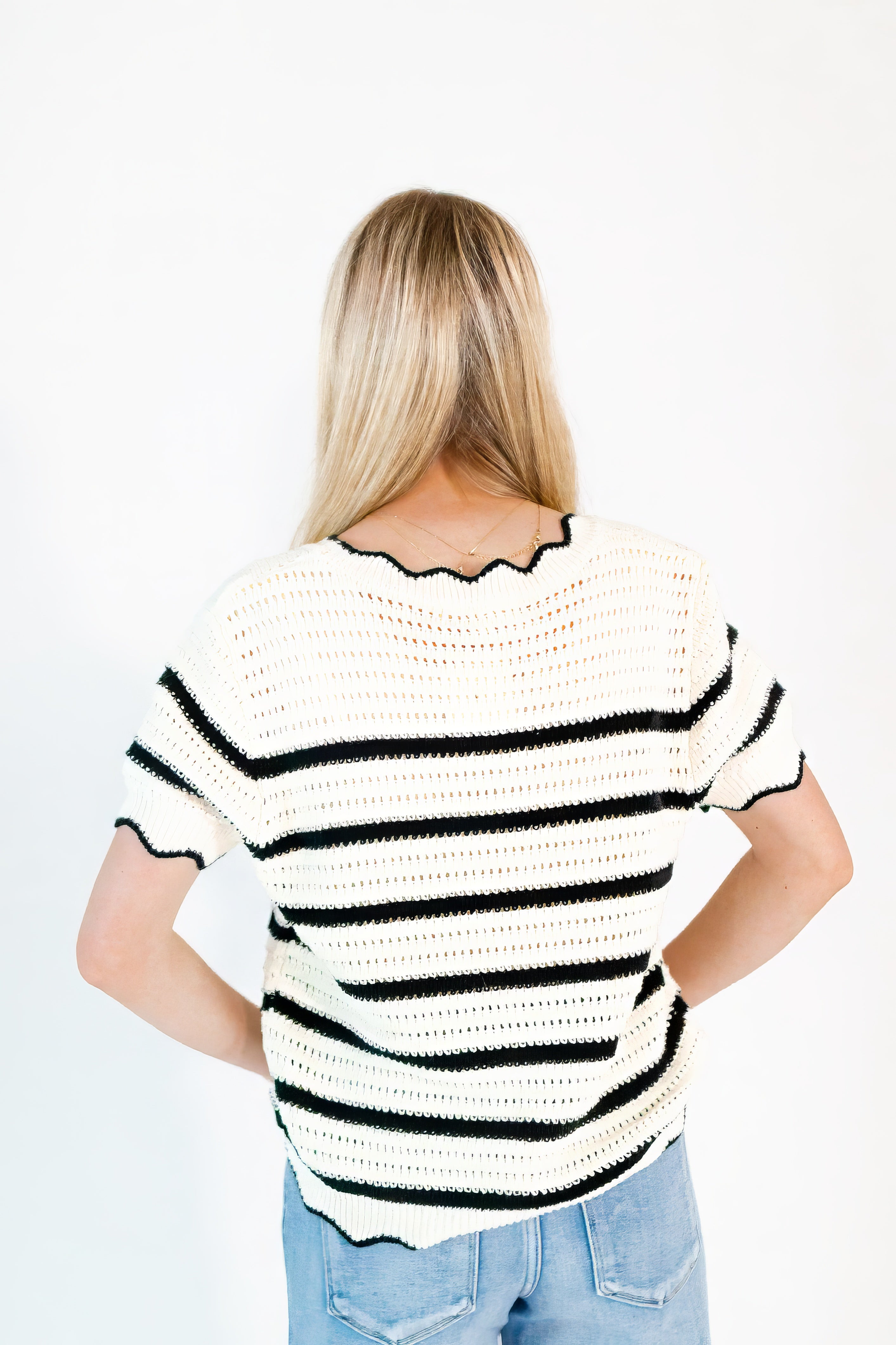 Bennie Crochet Scalloped Top
