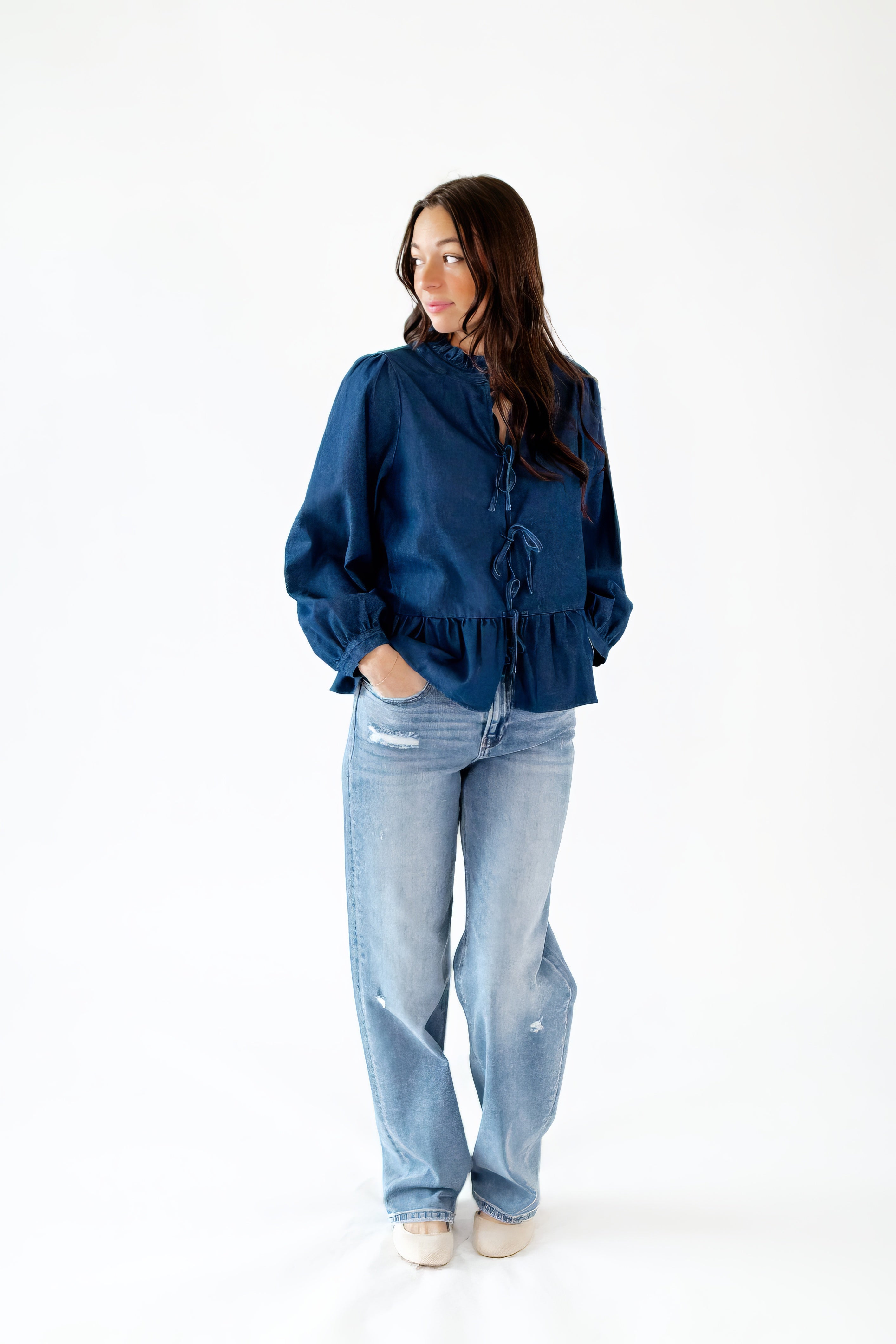 Colette Denim Bow Top