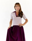 Vail Striped Midi Dress · Burgundy