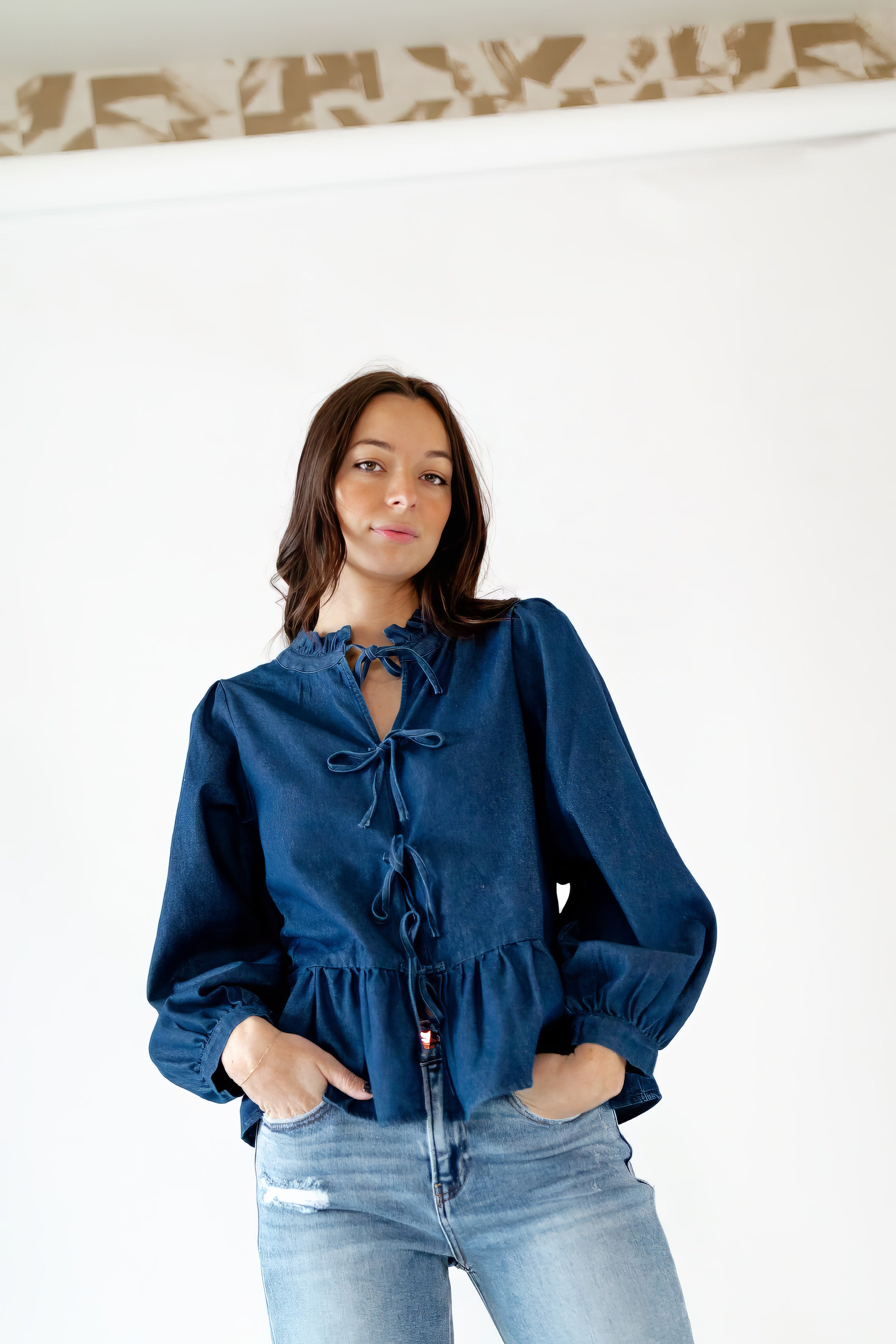 Colette Denim Bow Top