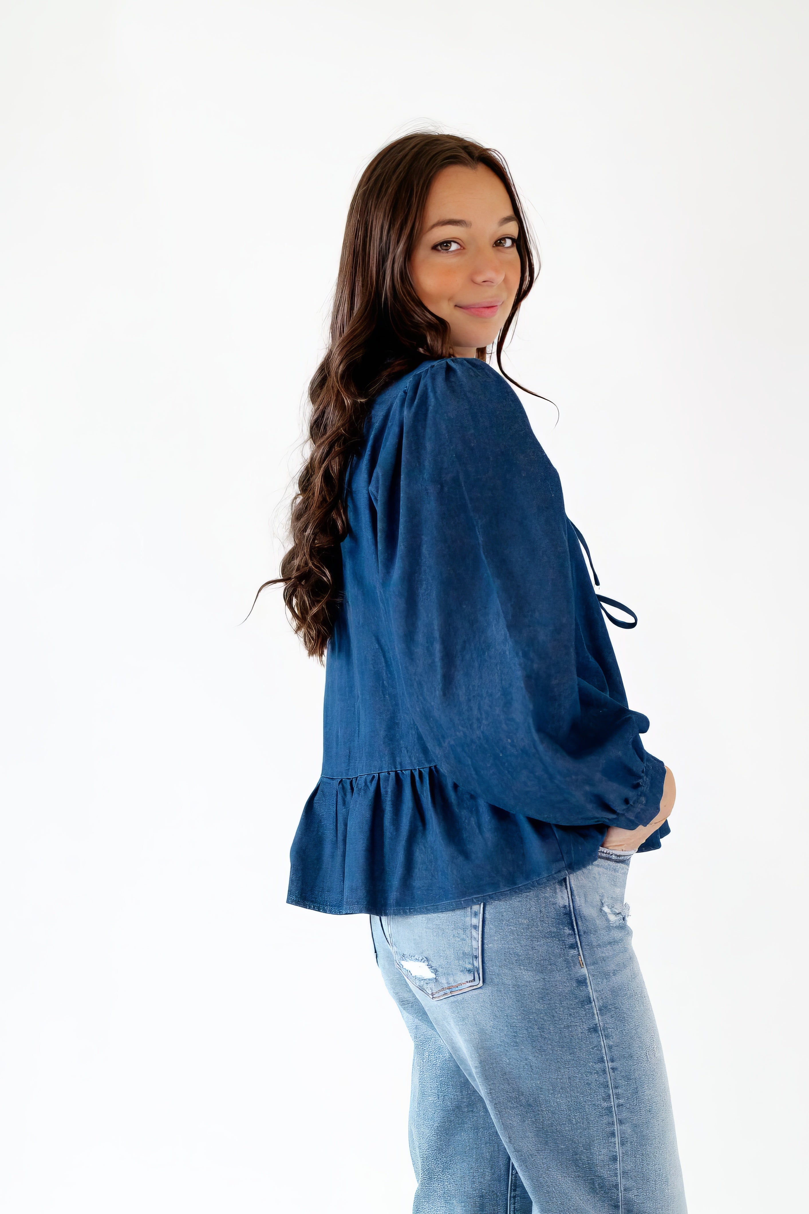 Colette Denim Bow Top