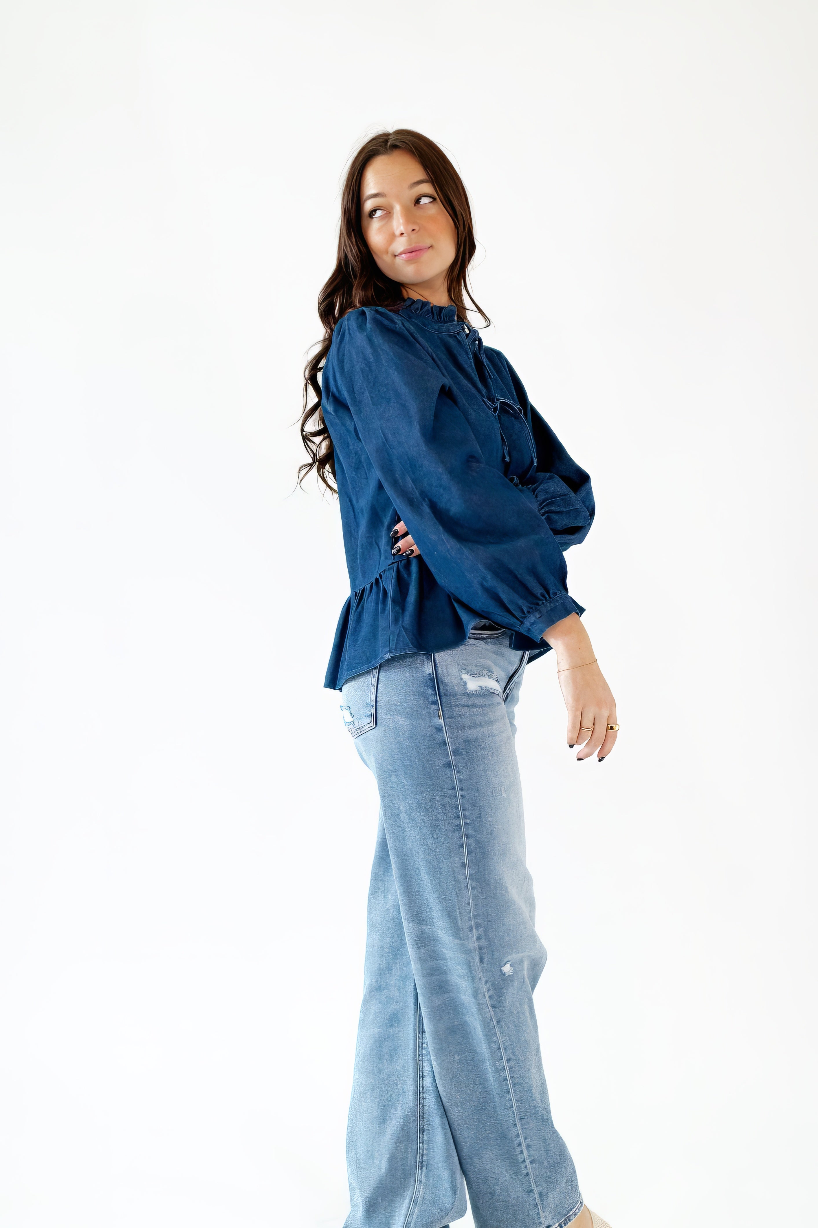 Colette Denim Bow Top