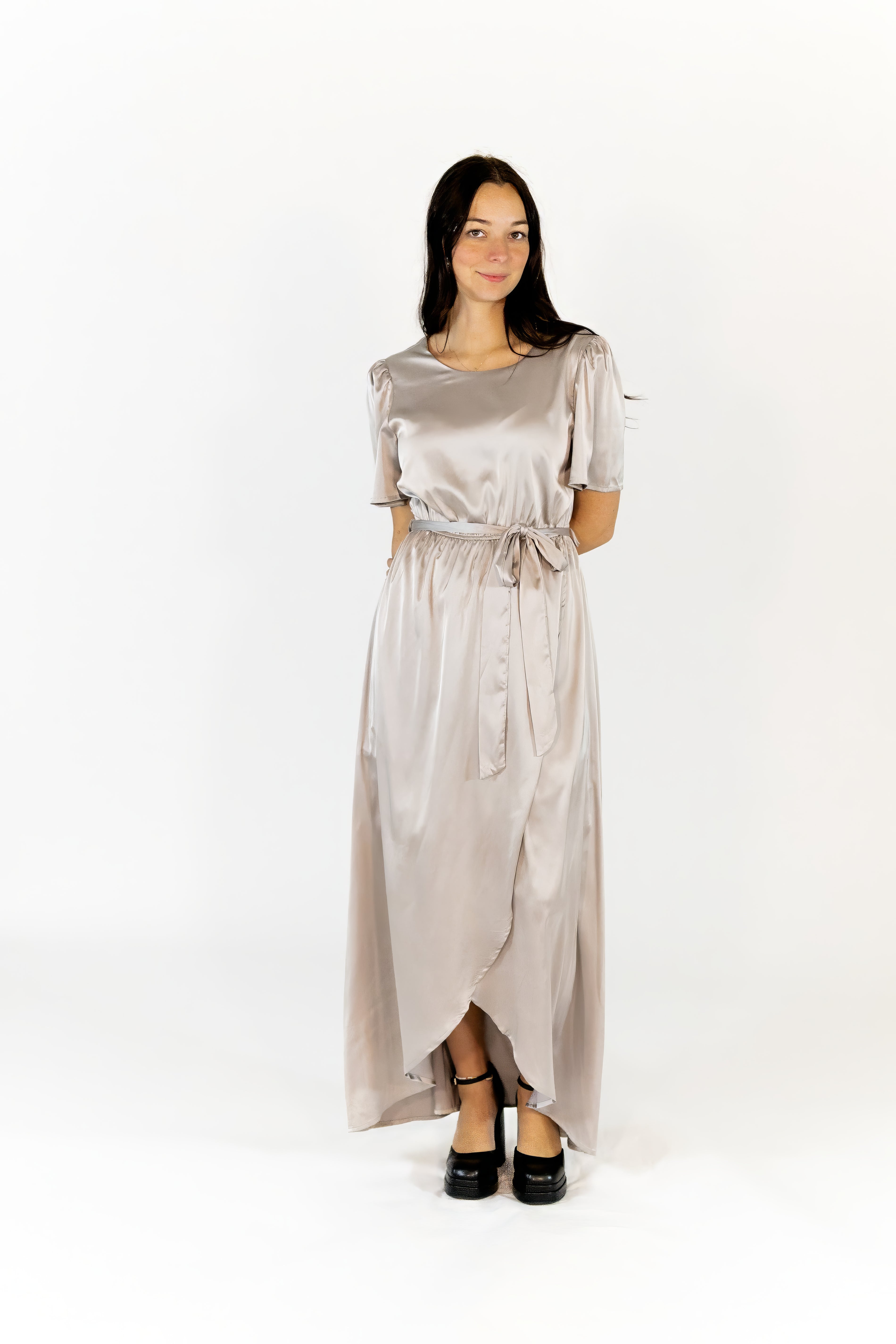 Moxie Satin Finish Maxi Dress