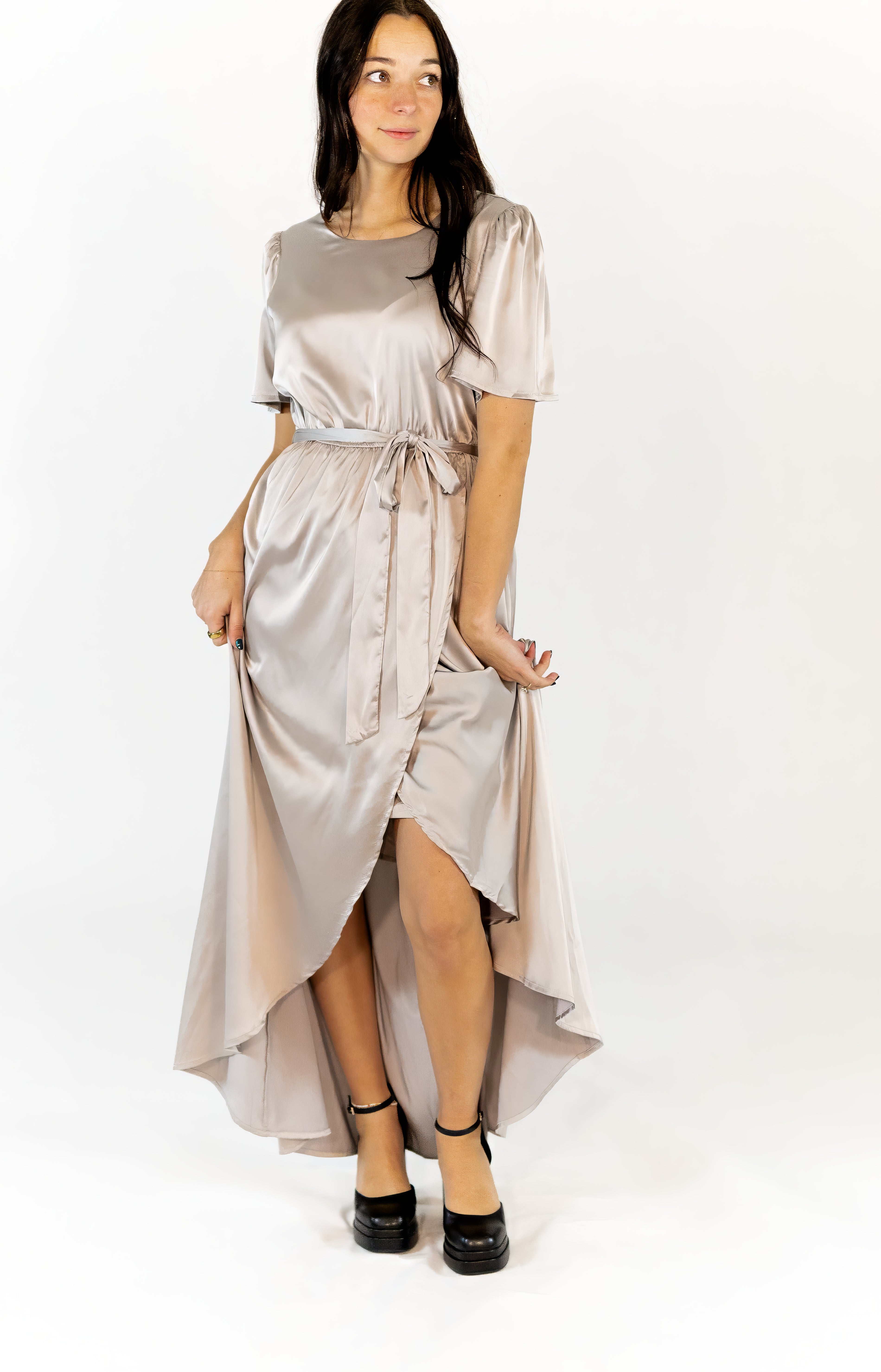 Moxie Satin Finish Maxi Dress