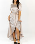 Moxie Satin Finish Maxi Dress