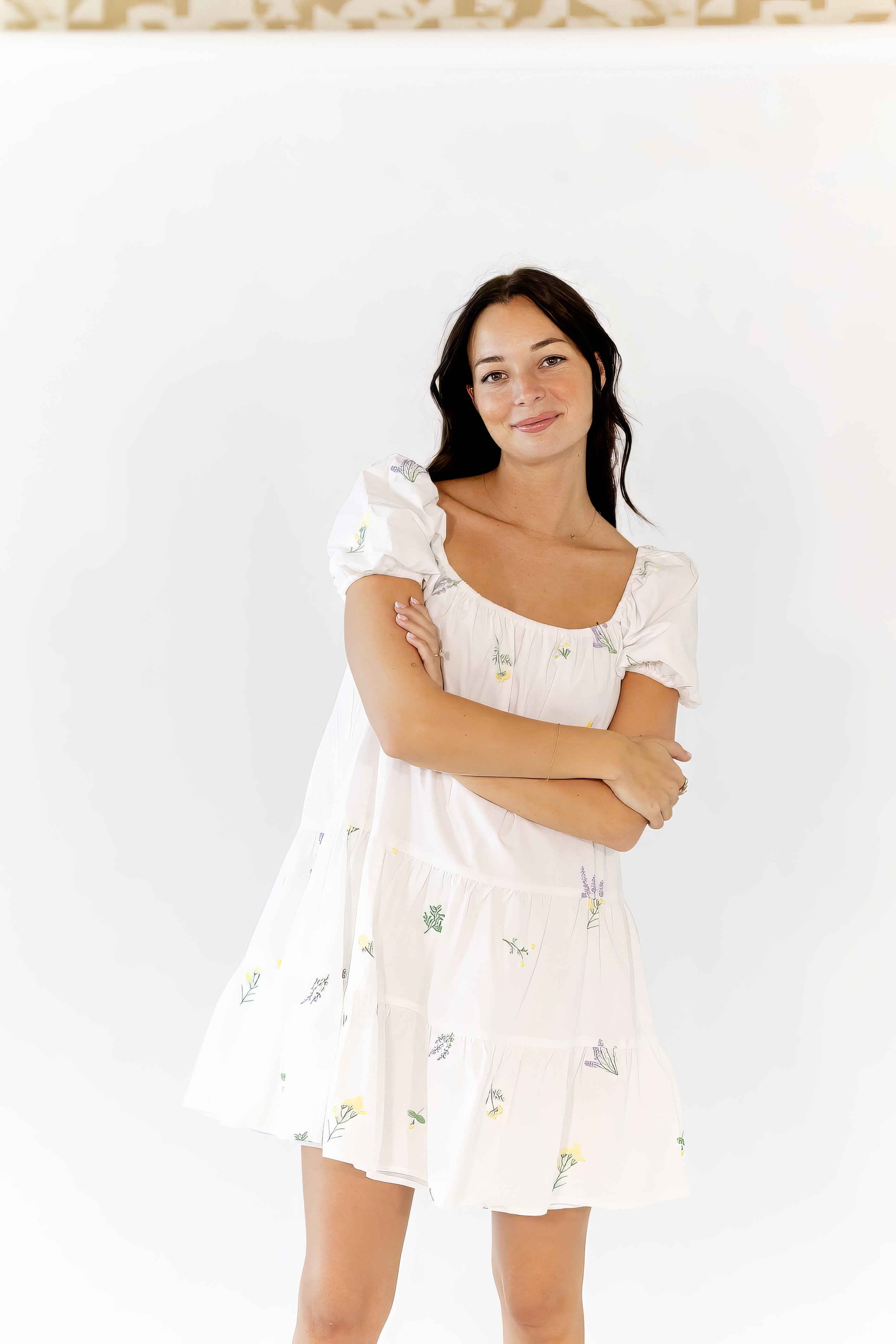 Vana Embroidered Drop Waist Dress