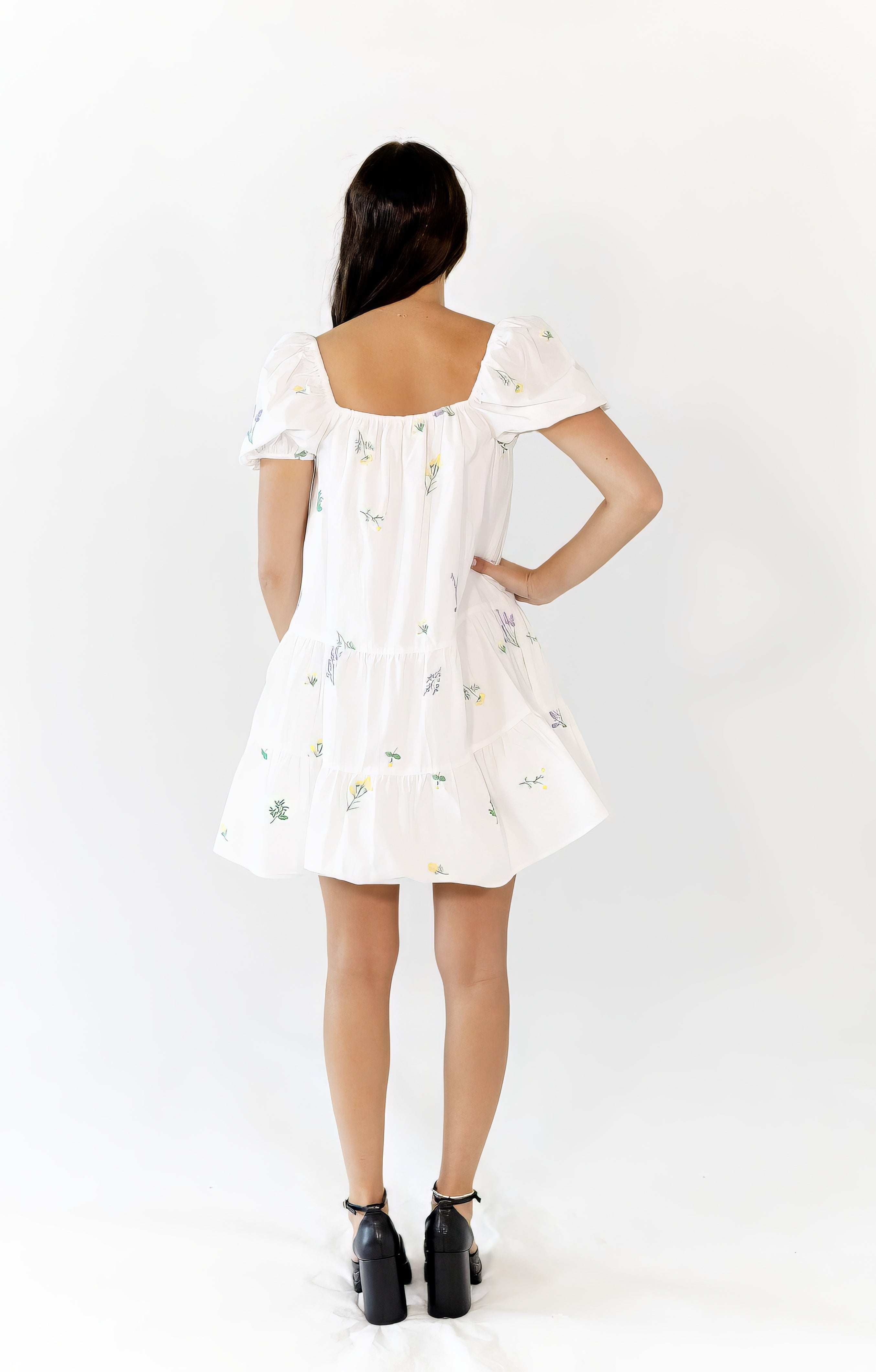 Vana Embroidered Drop Waist Dress