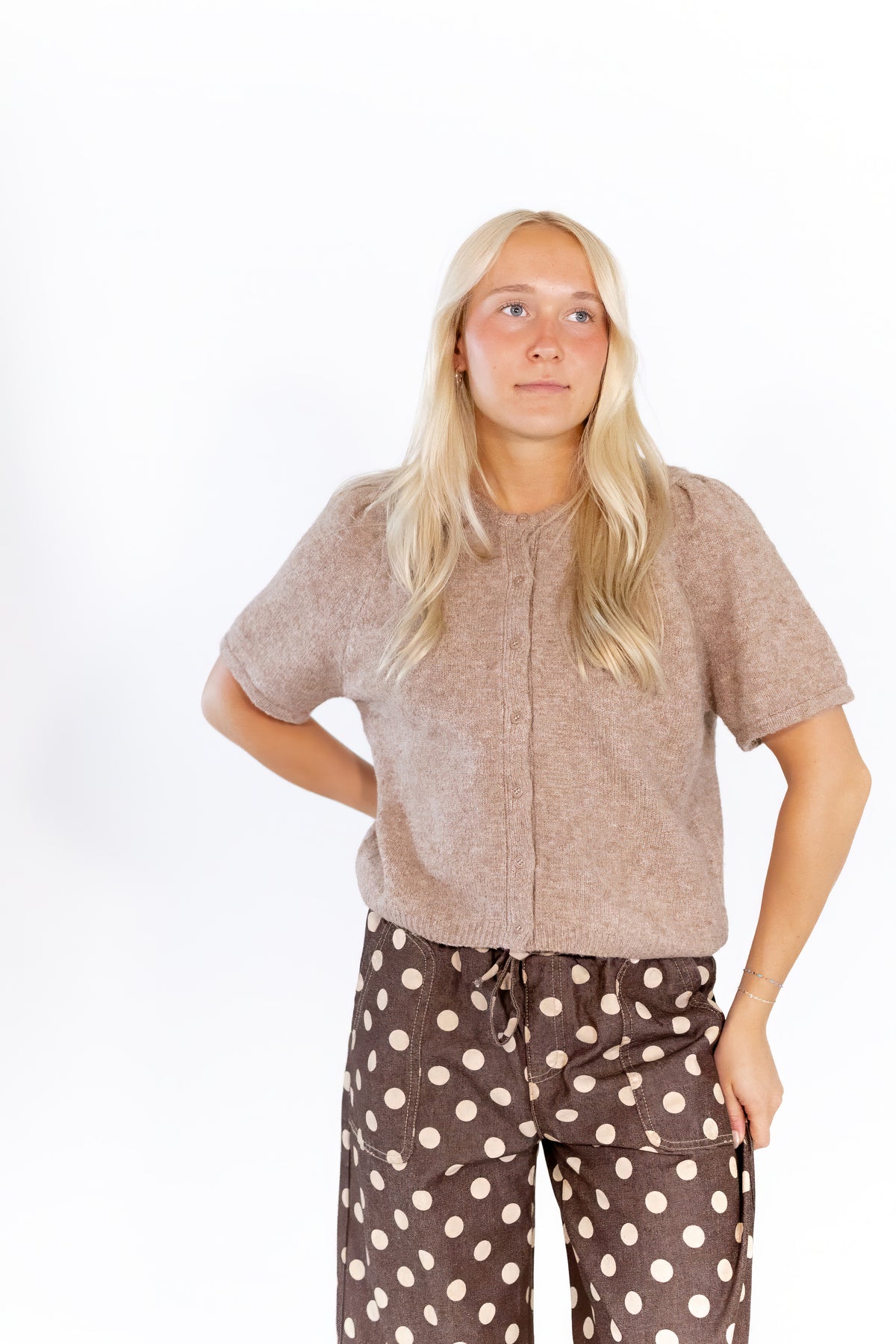 Leila Polka Dot Pants · Chocolate