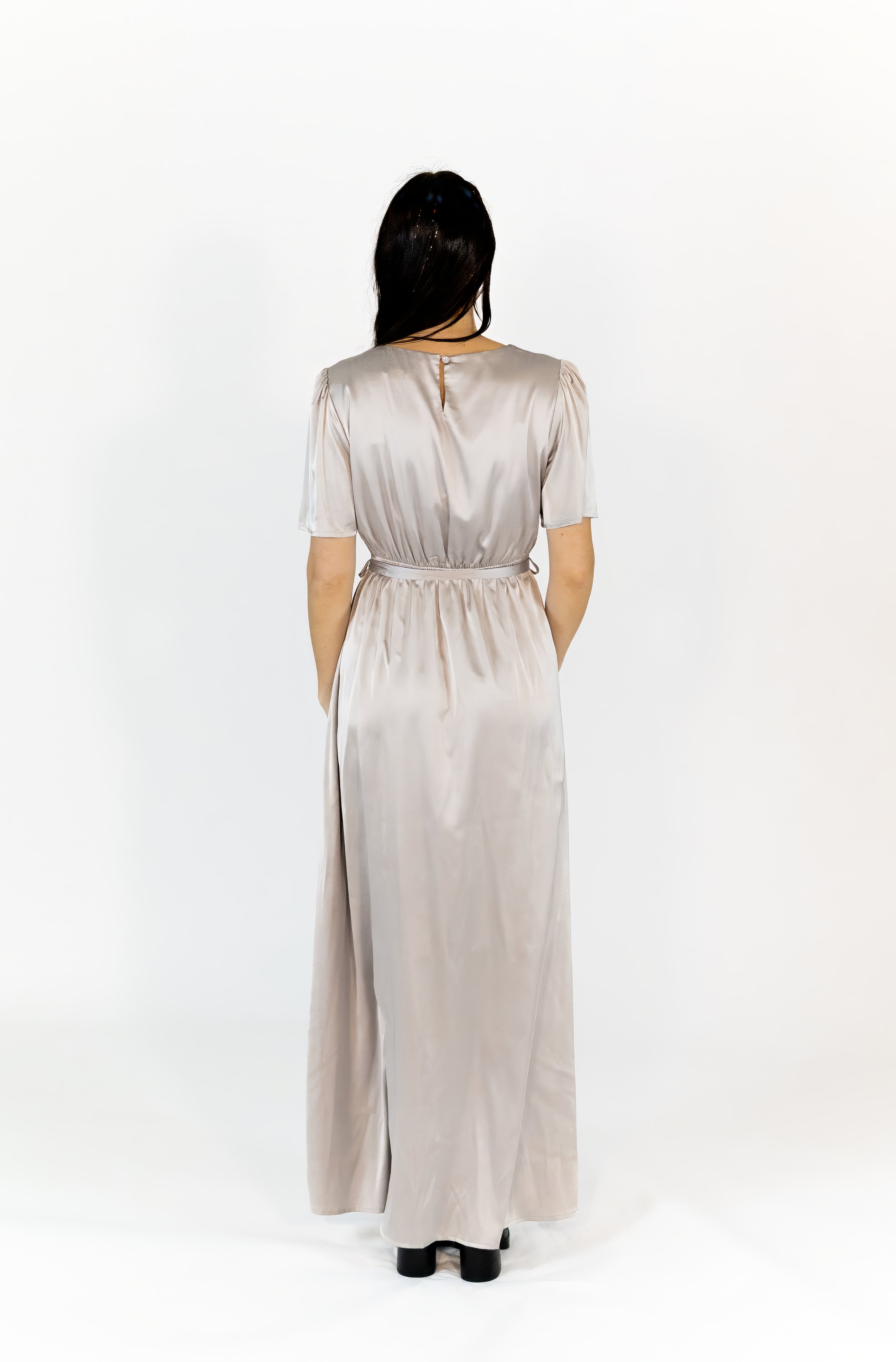 Moxie Satin Finish Maxi Dress