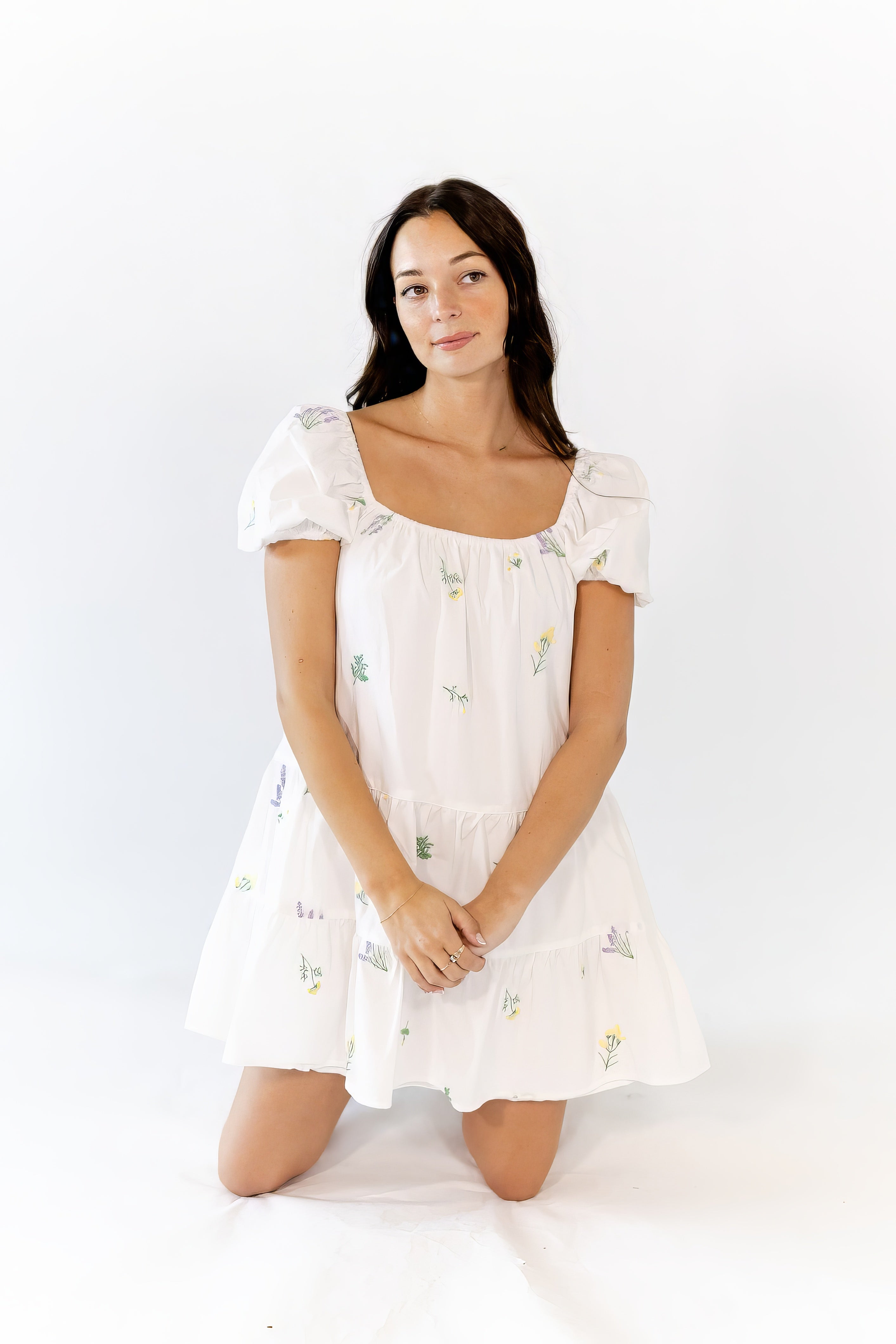Vana Embroidered Drop Waist Dress