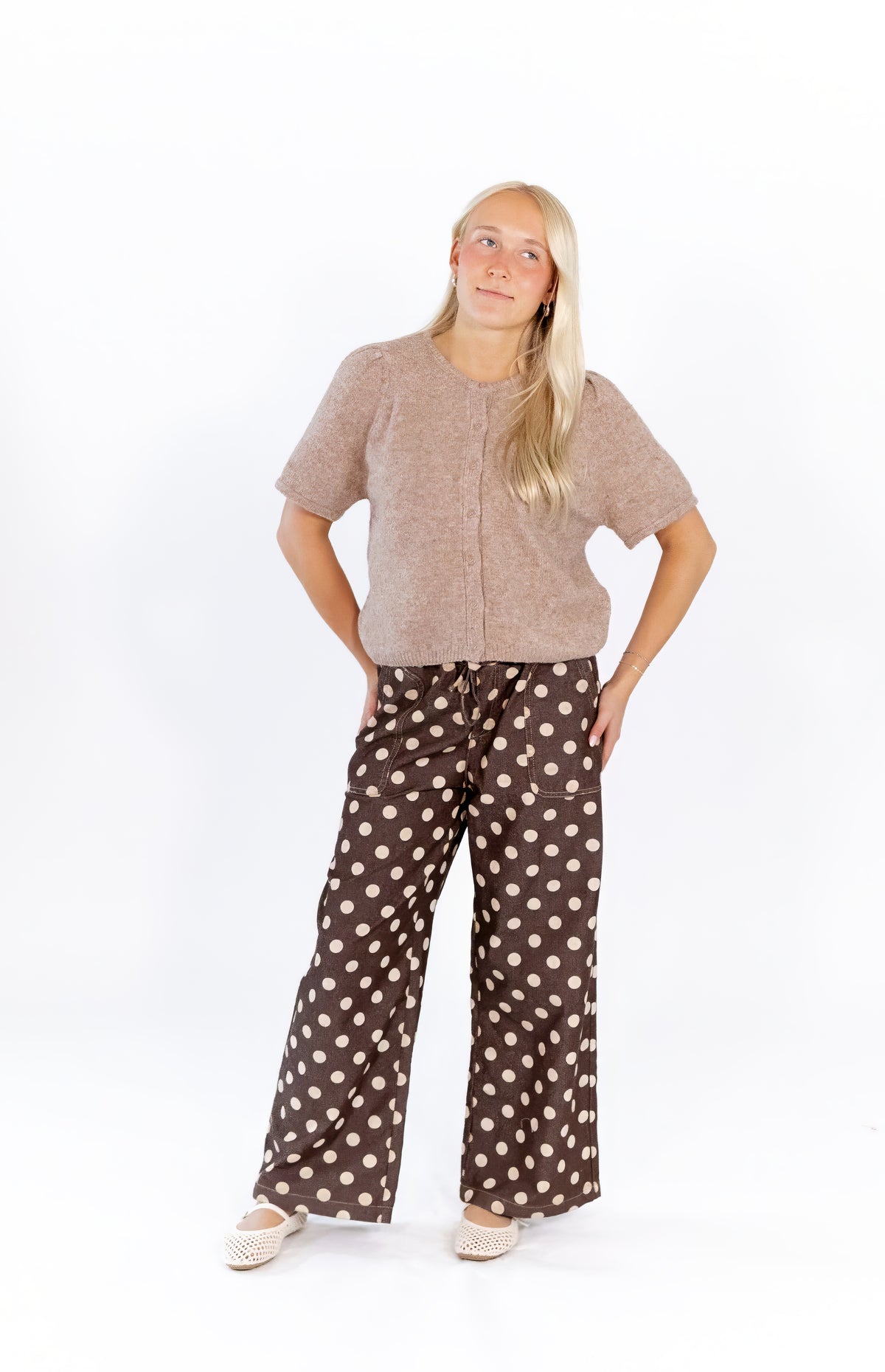 Leila Polka Dot Pants · Chocolate