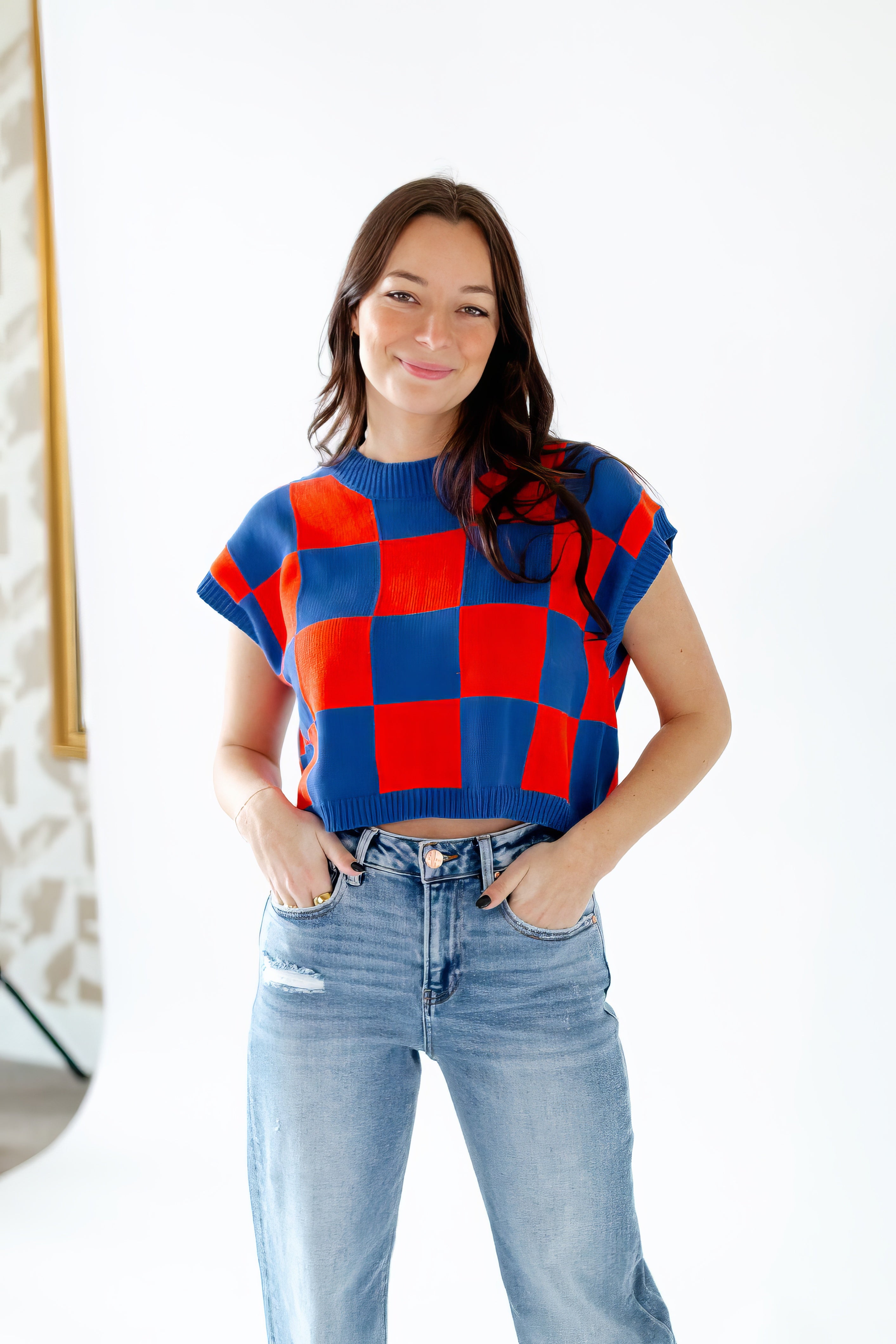 Opal Checkered Top