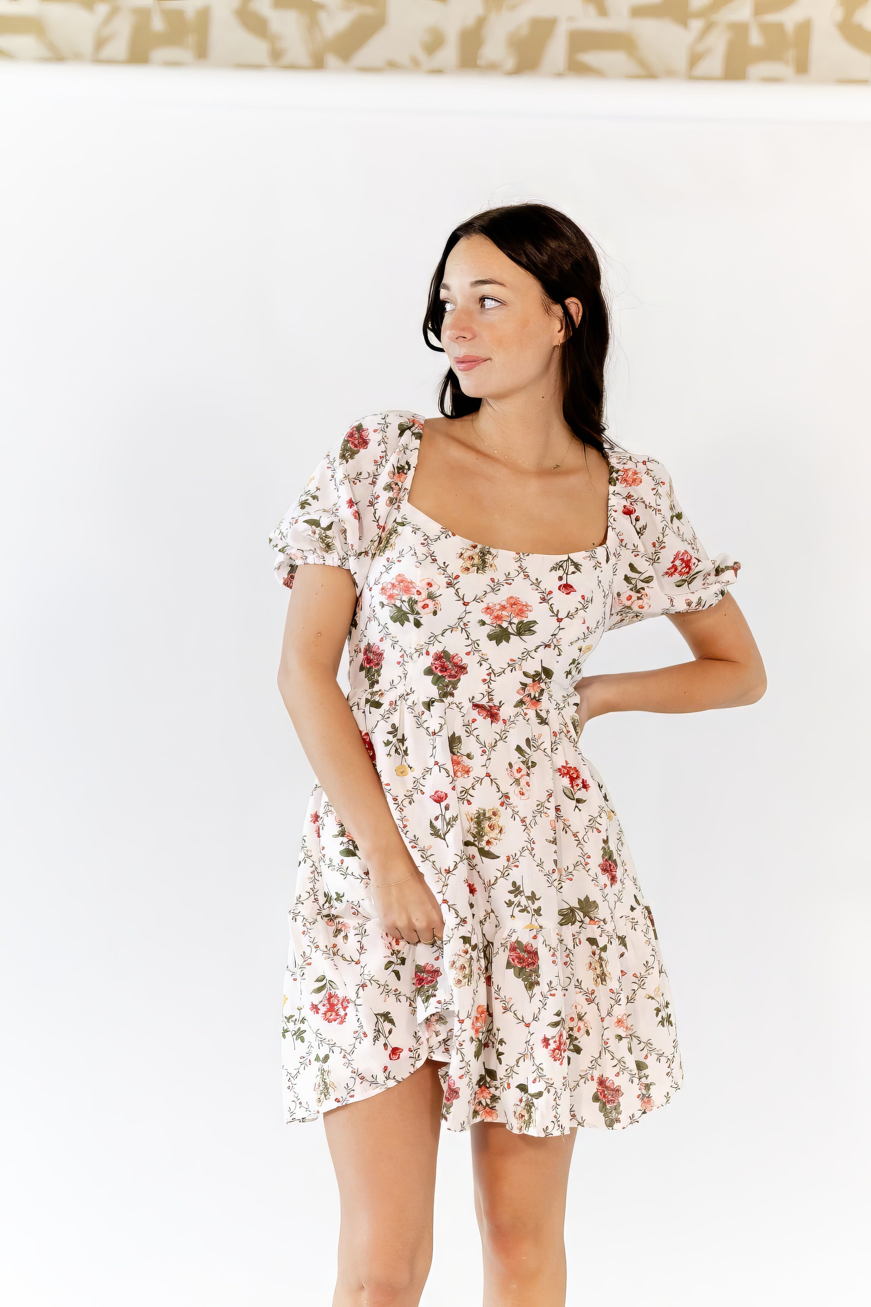 Joline Tie Back Mosaic Floral Dress