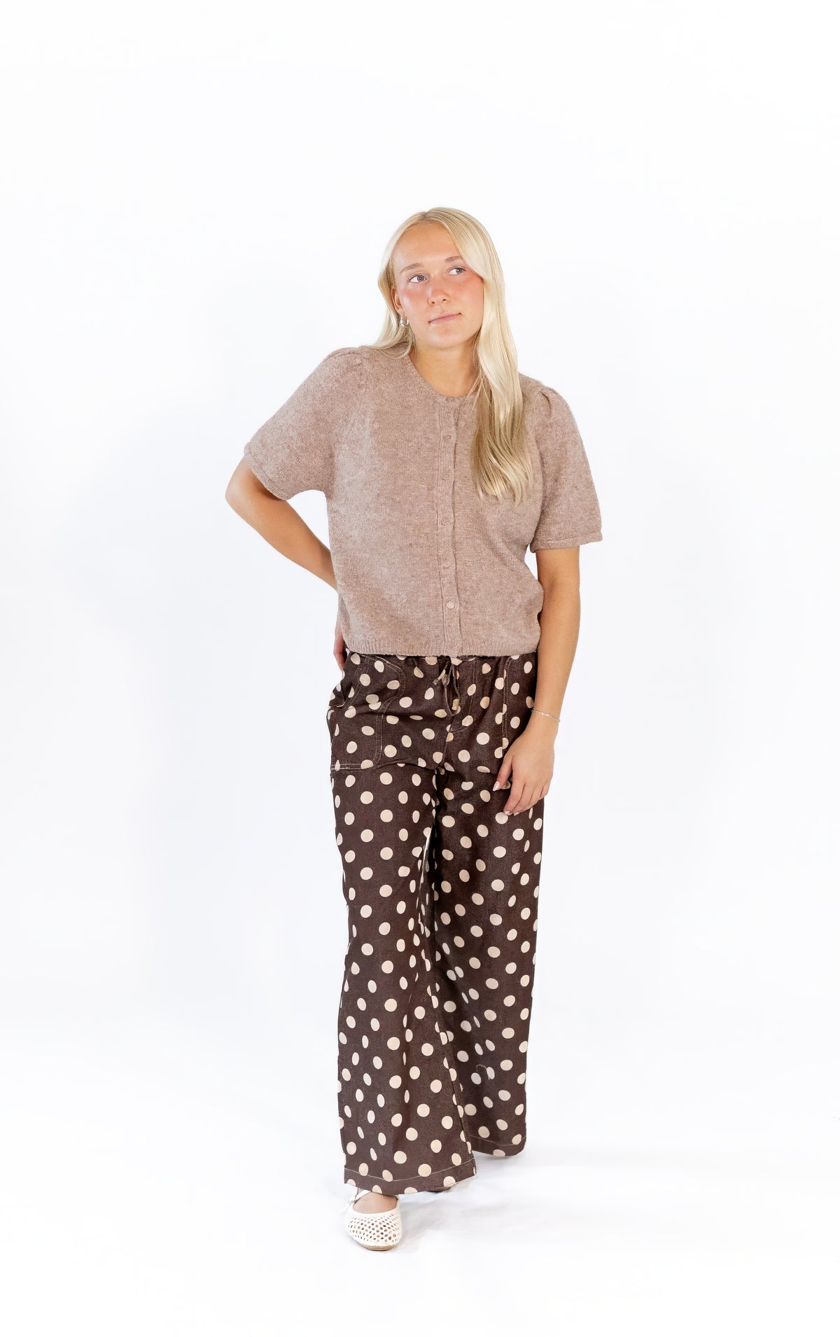 Leila Polka Dot Pants · Chocolate