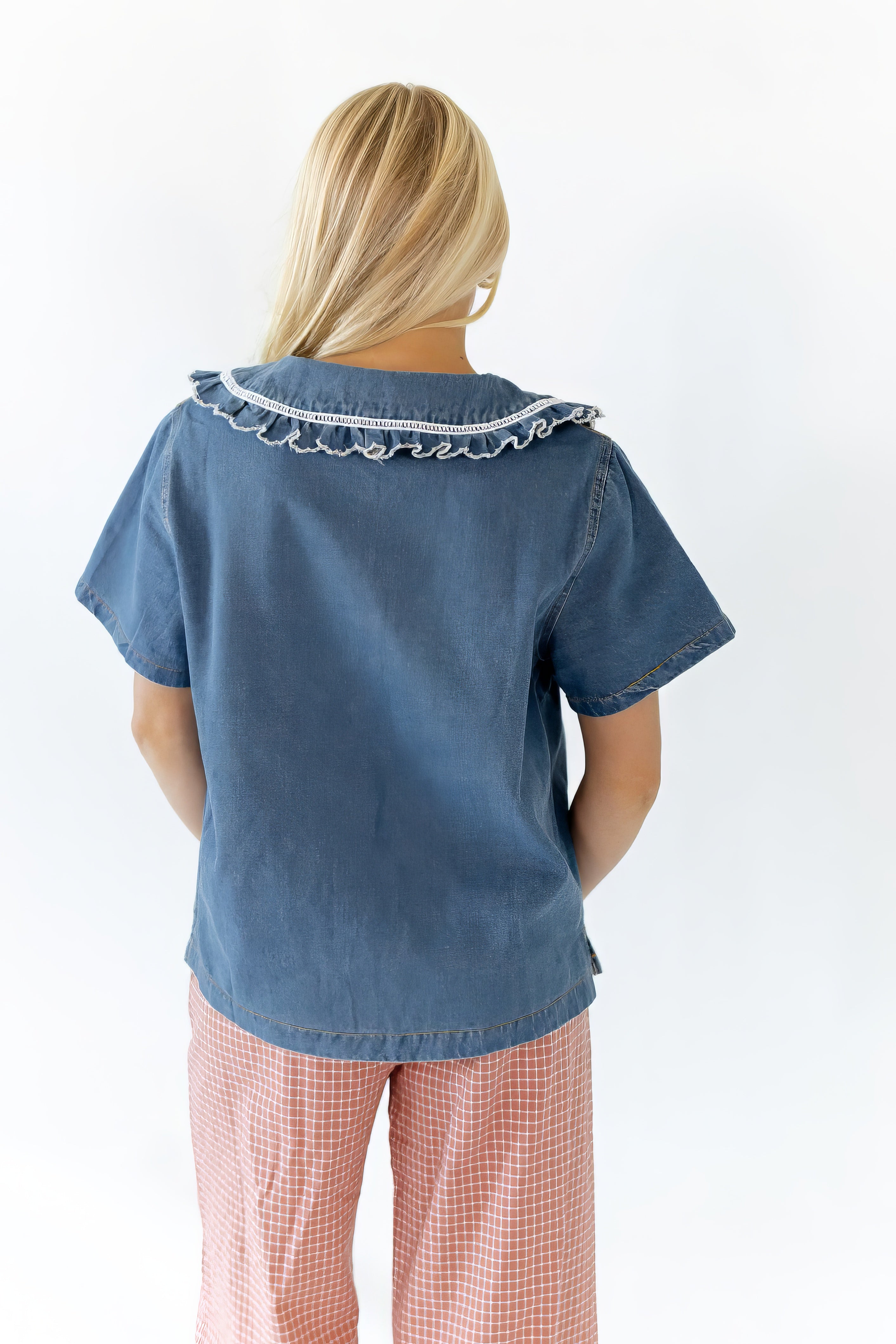 Lyla Collared Denim Blouse