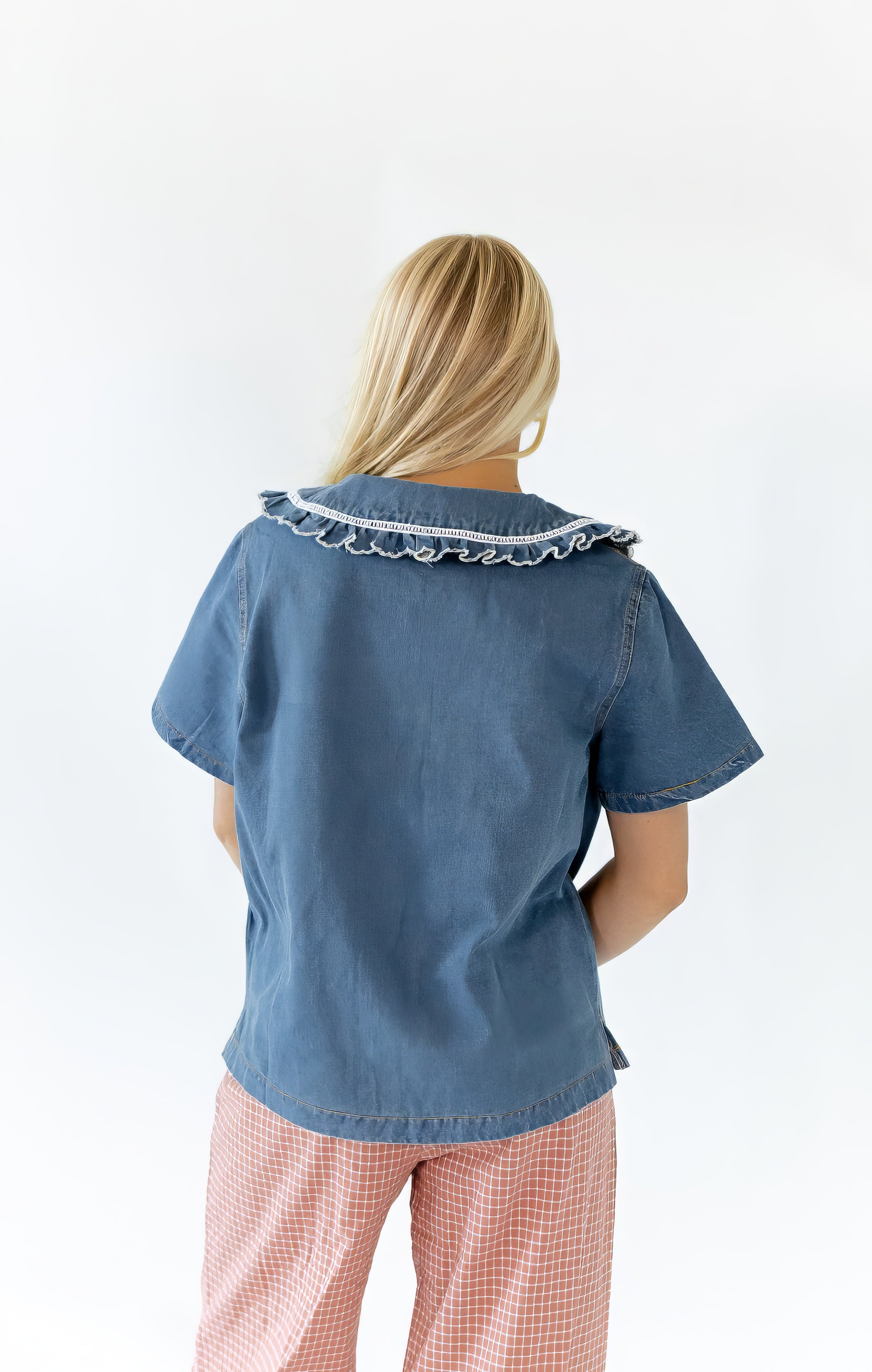Lyla Collared Denim Blouse