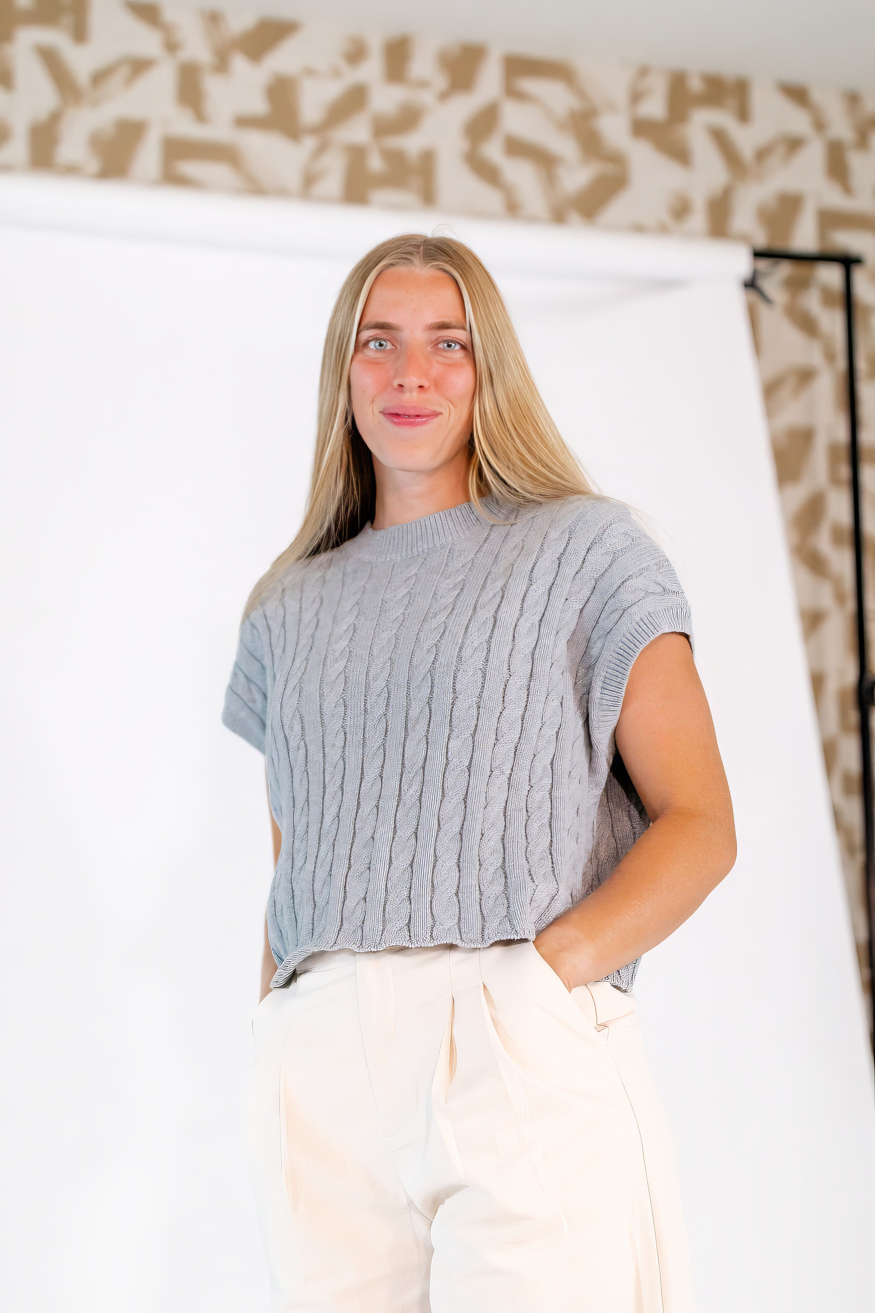Halston Cable Knit Top