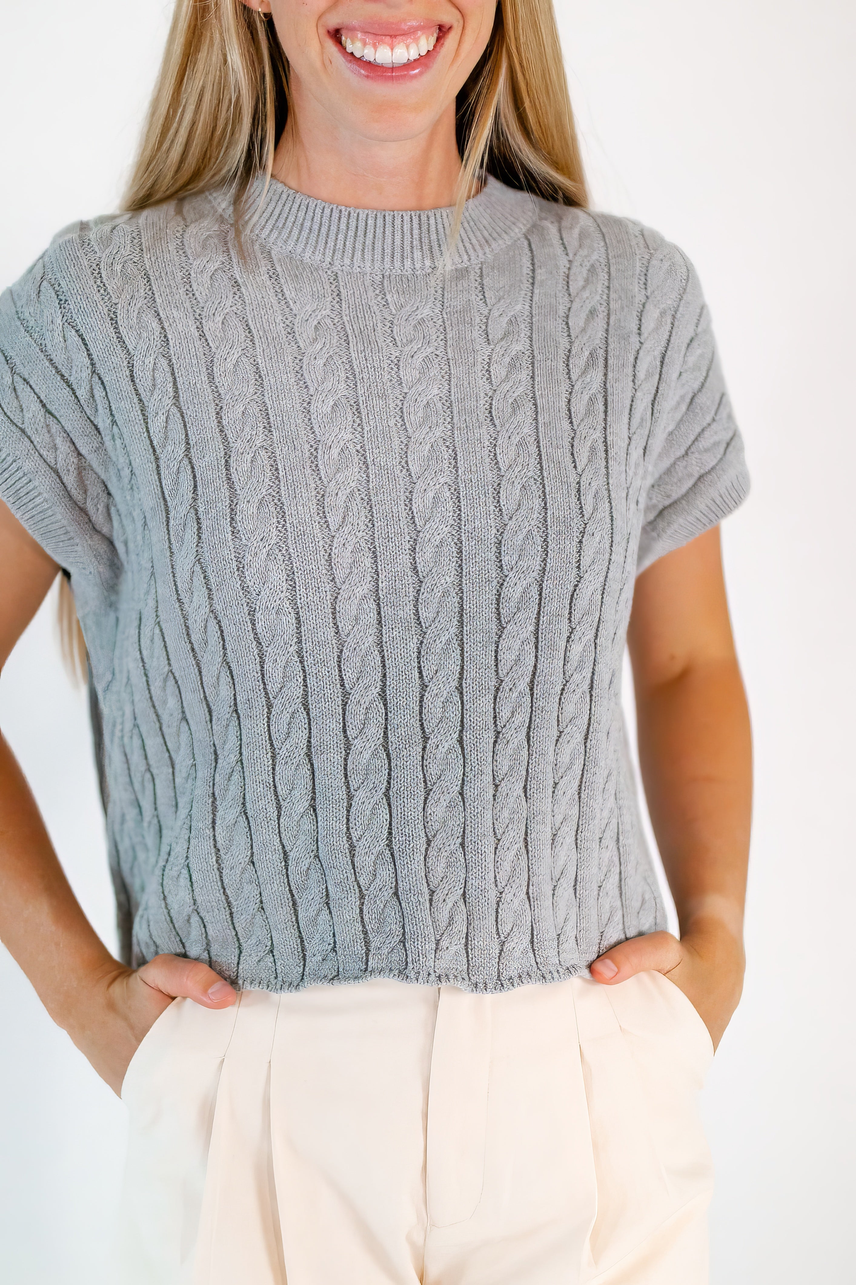 Halston Cable Knit Top