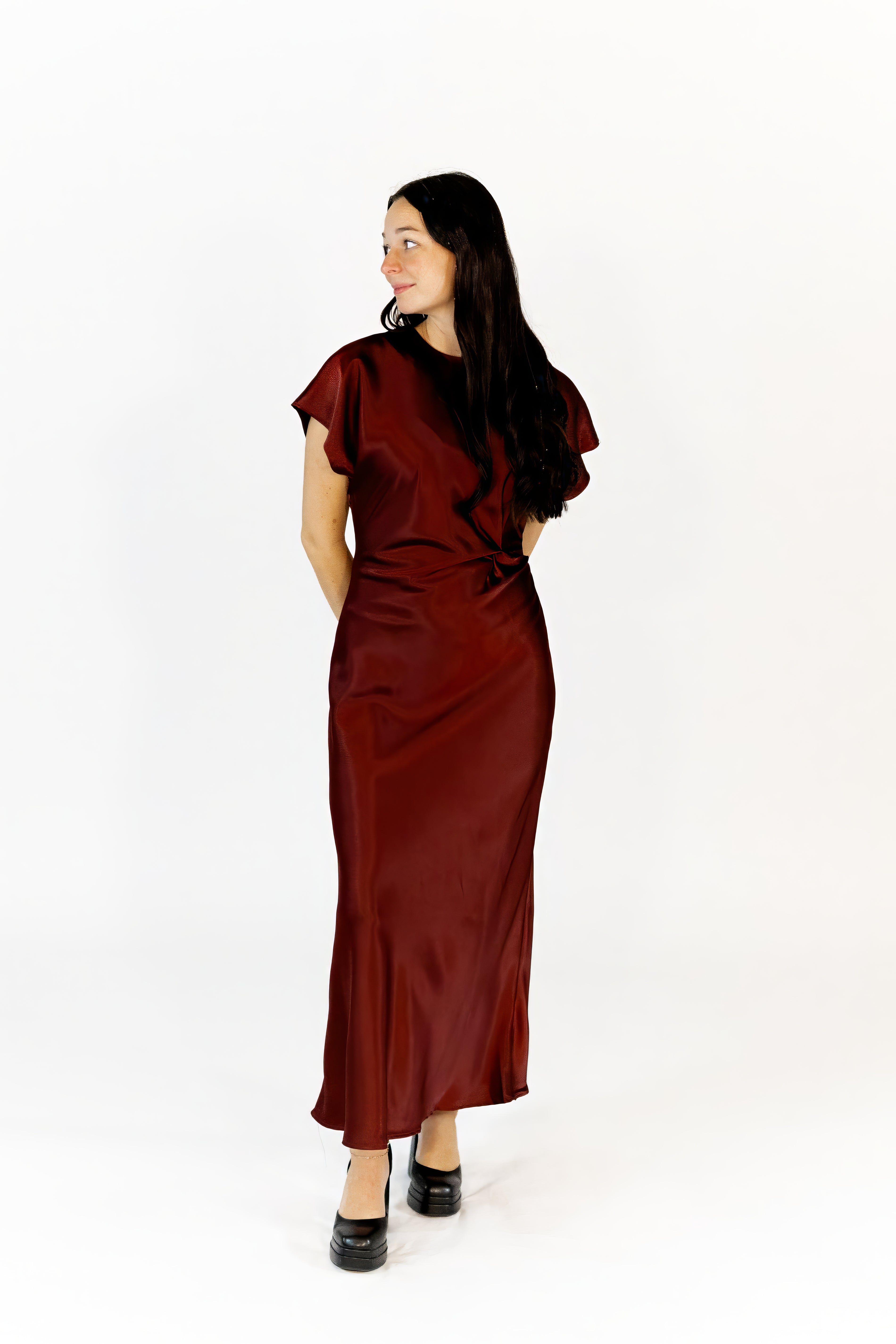 Camille Knotted Satin Finish Dress