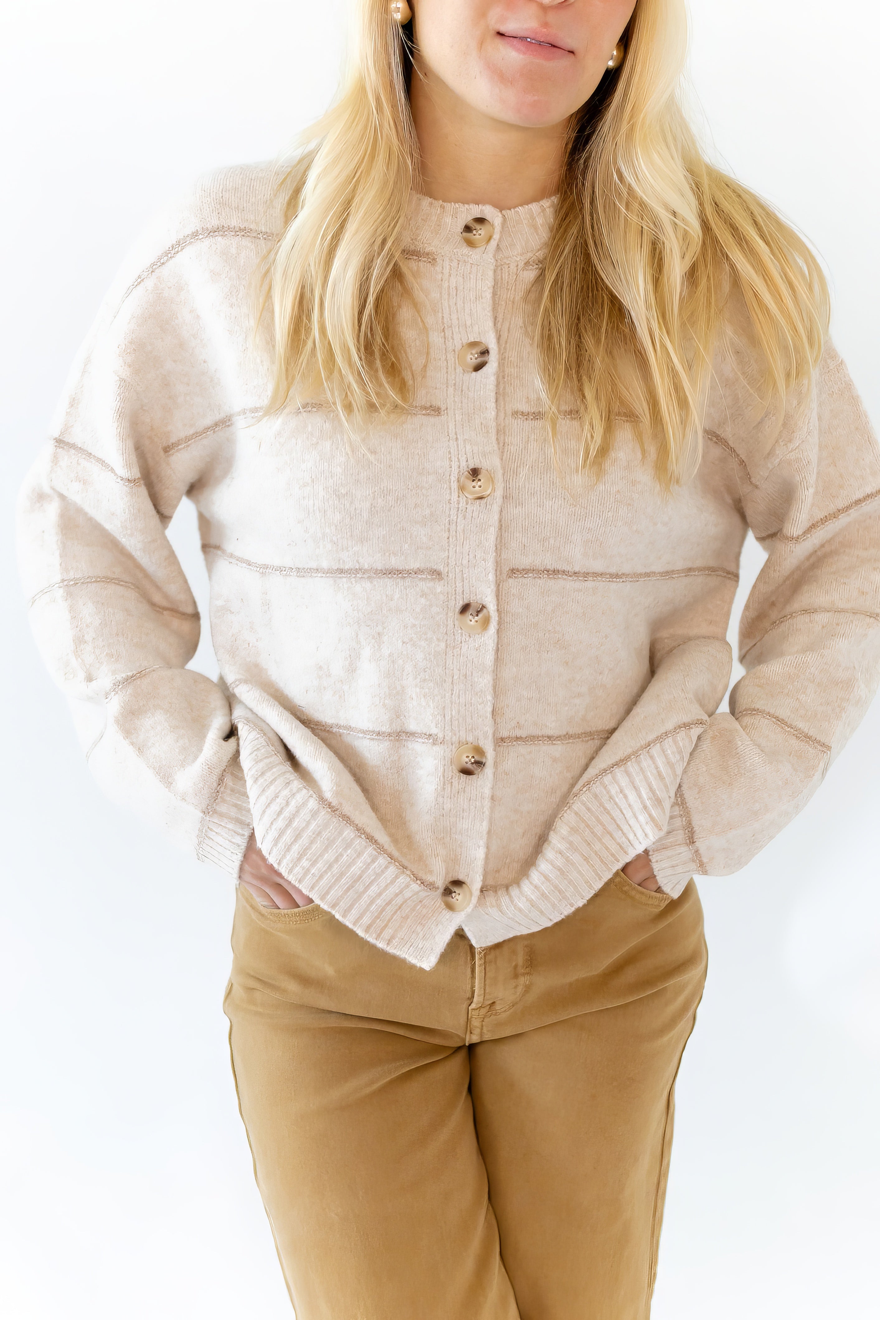 Oatmeal Striped Cardigan