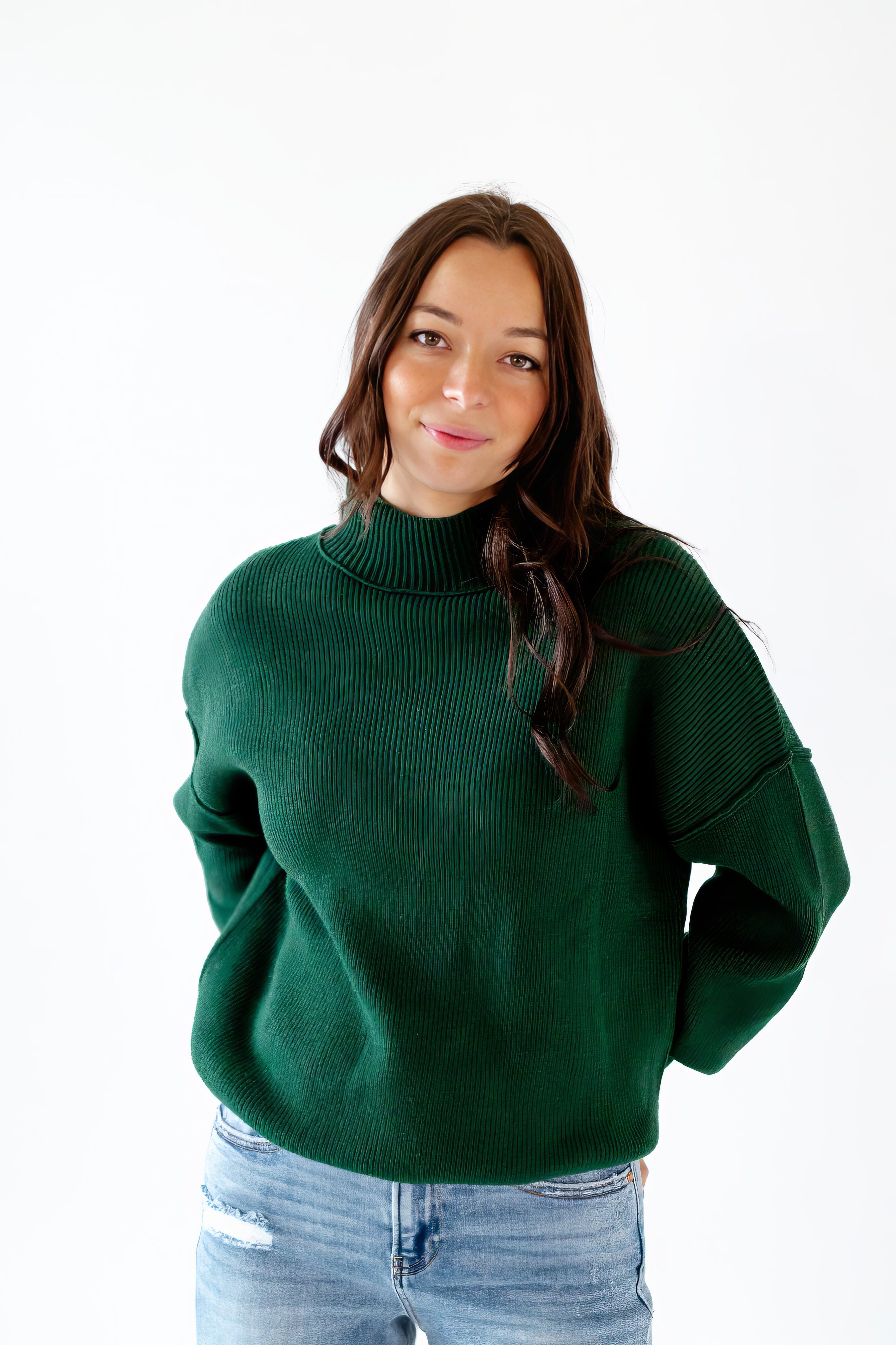 Soliel Ribbed Mock Neck Sweater