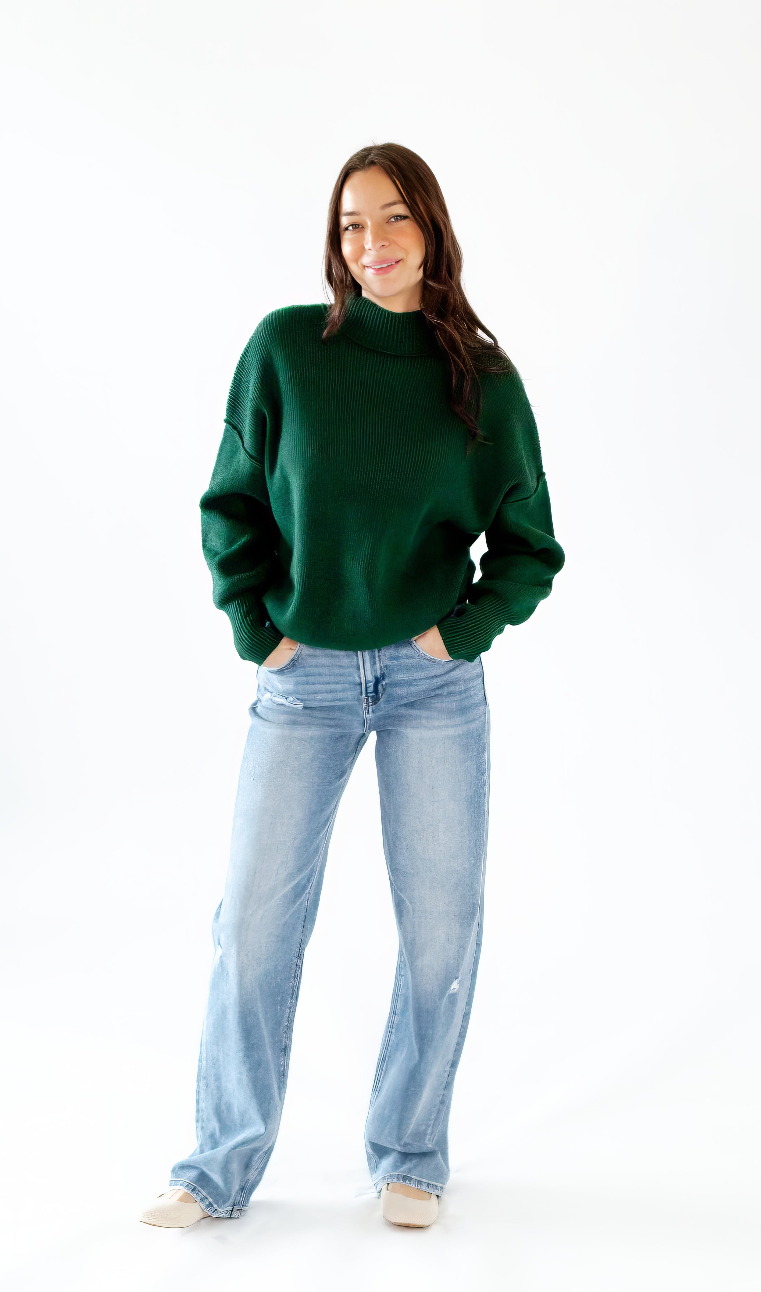 Soliel Ribbed Mock Neck Sweater