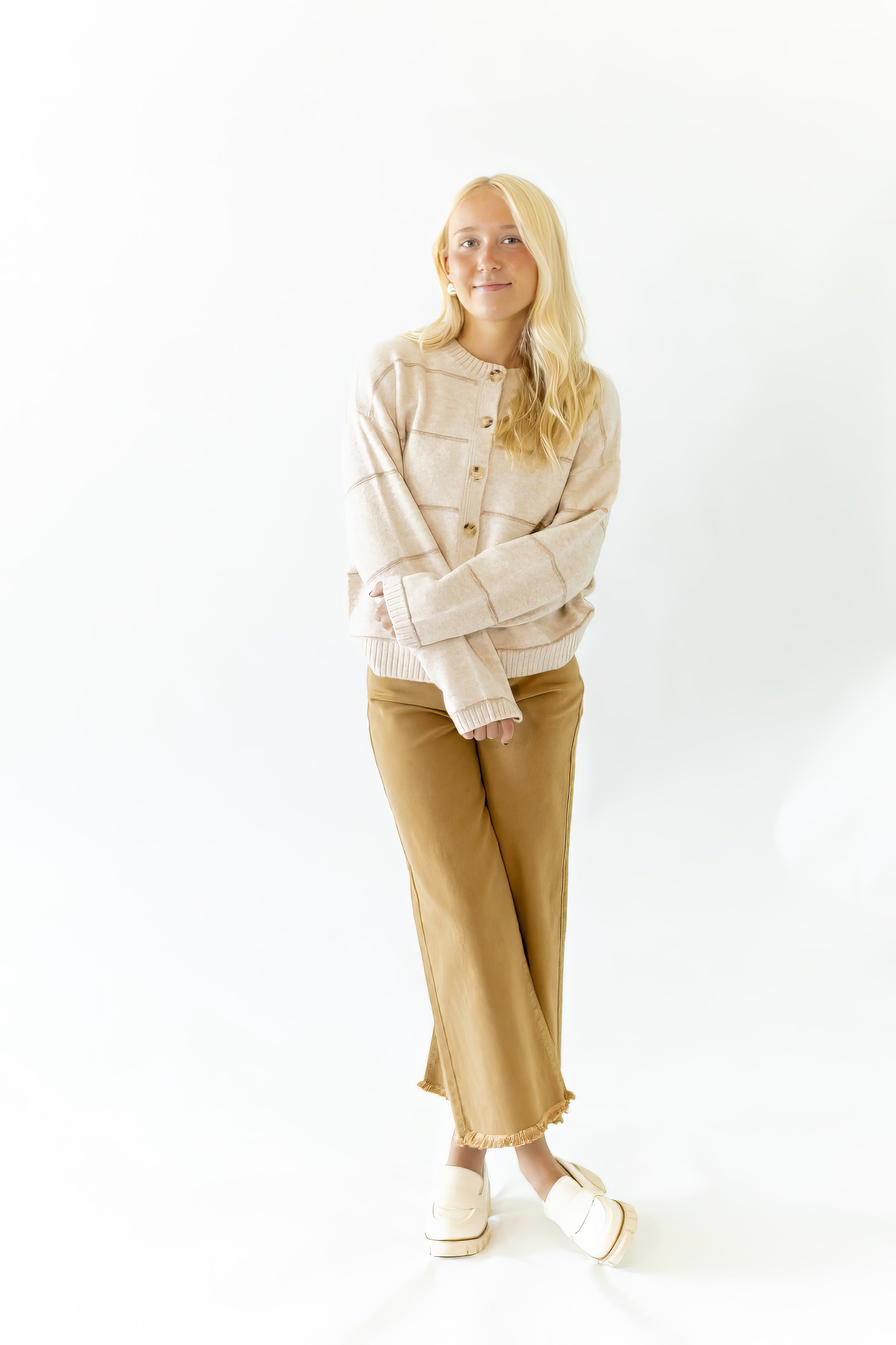 Oatmeal Striped Cardigan