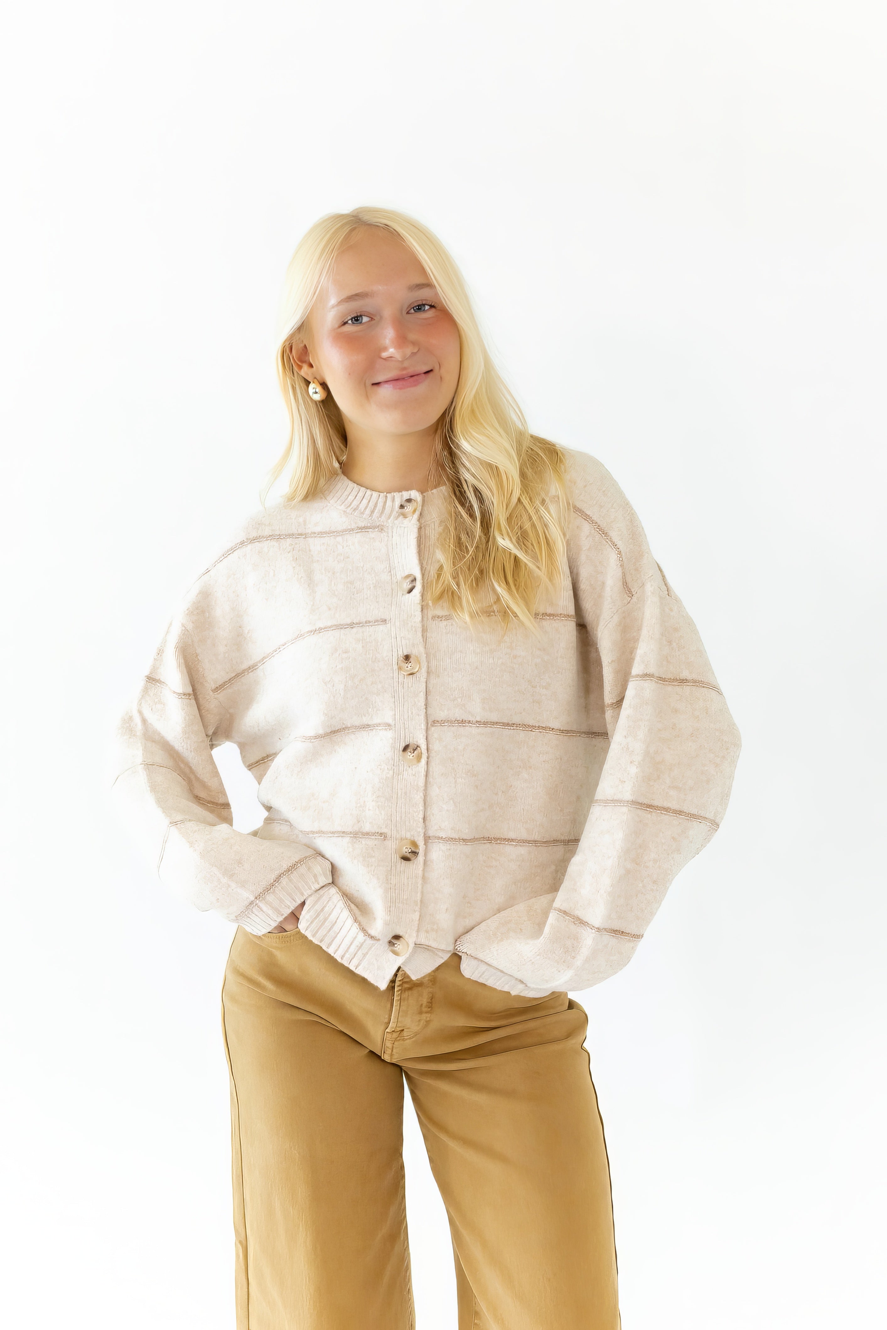 Oatmeal Striped Cardigan