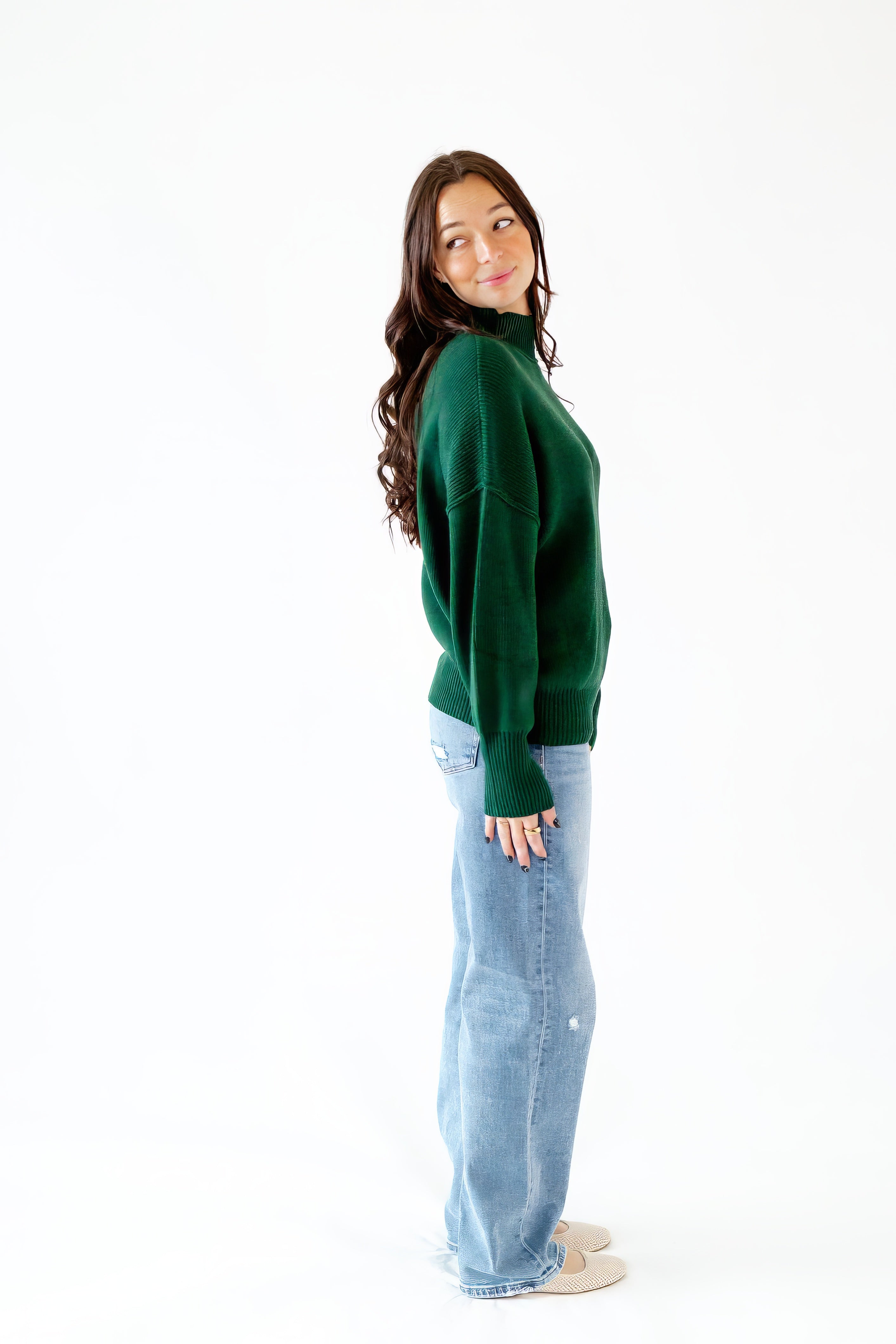 Soliel Ribbed Mock Neck Sweater