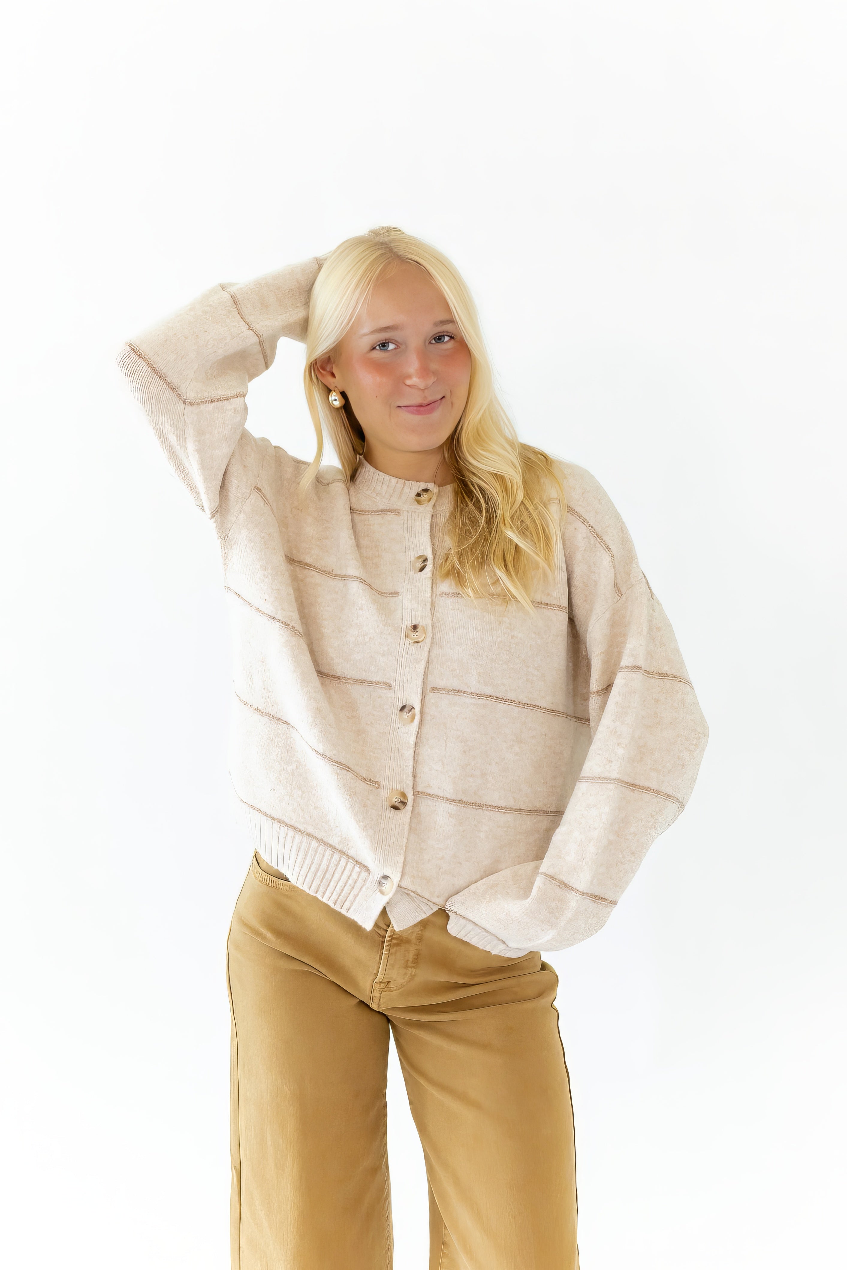 Oatmeal Striped Cardigan