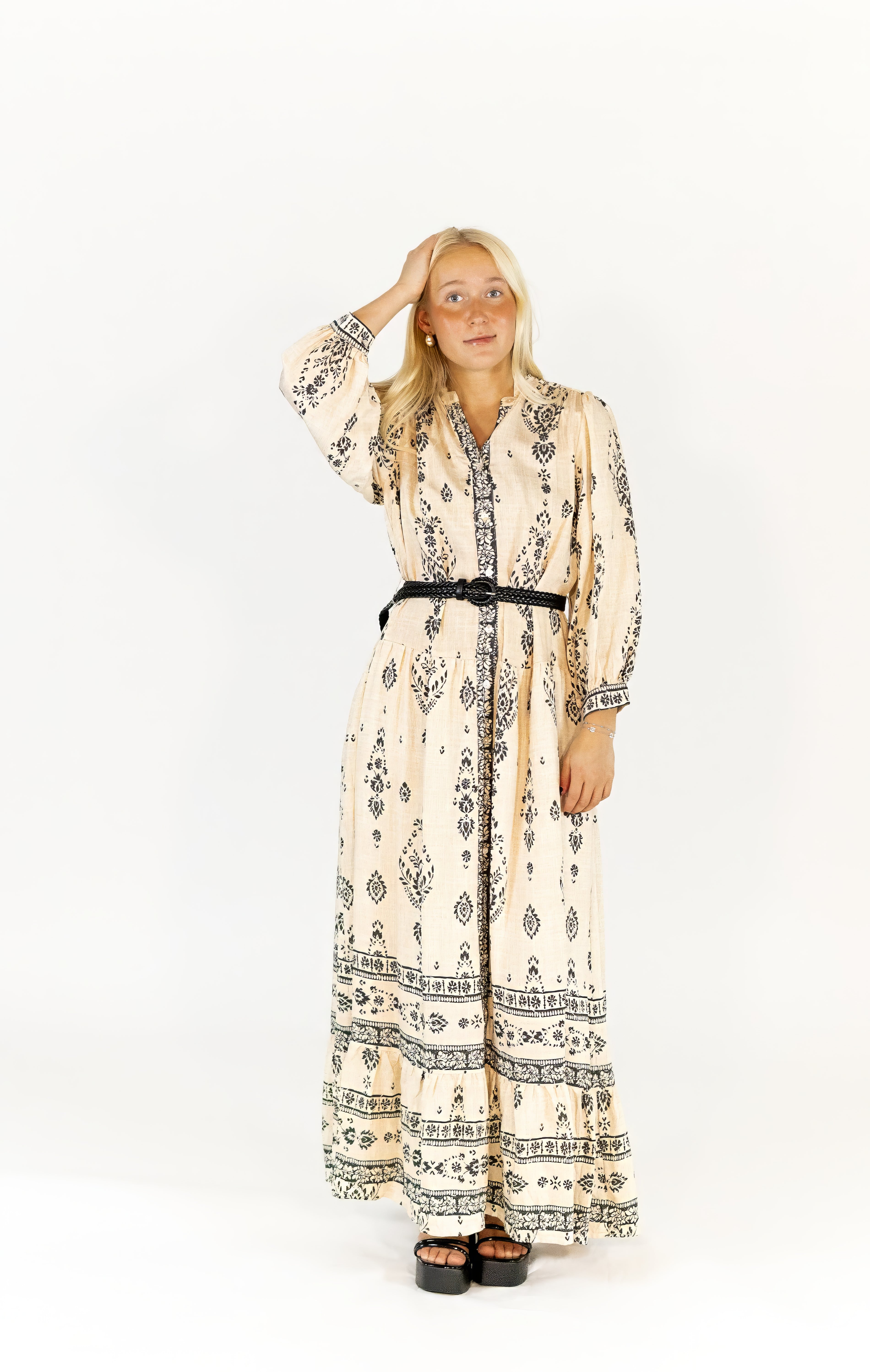 Elina Belted Paisley Maxi Dress
