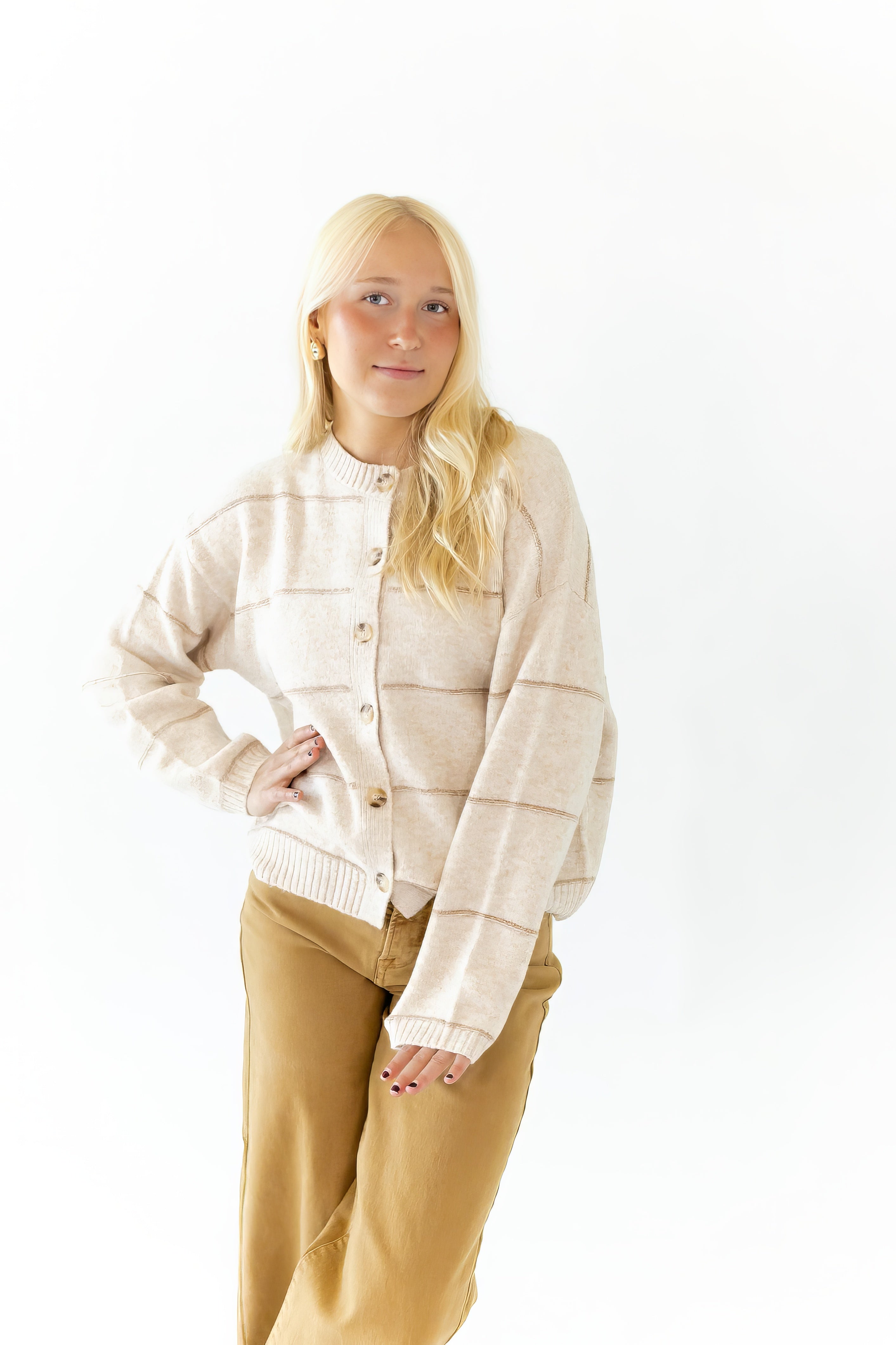 Oatmeal Striped Cardigan