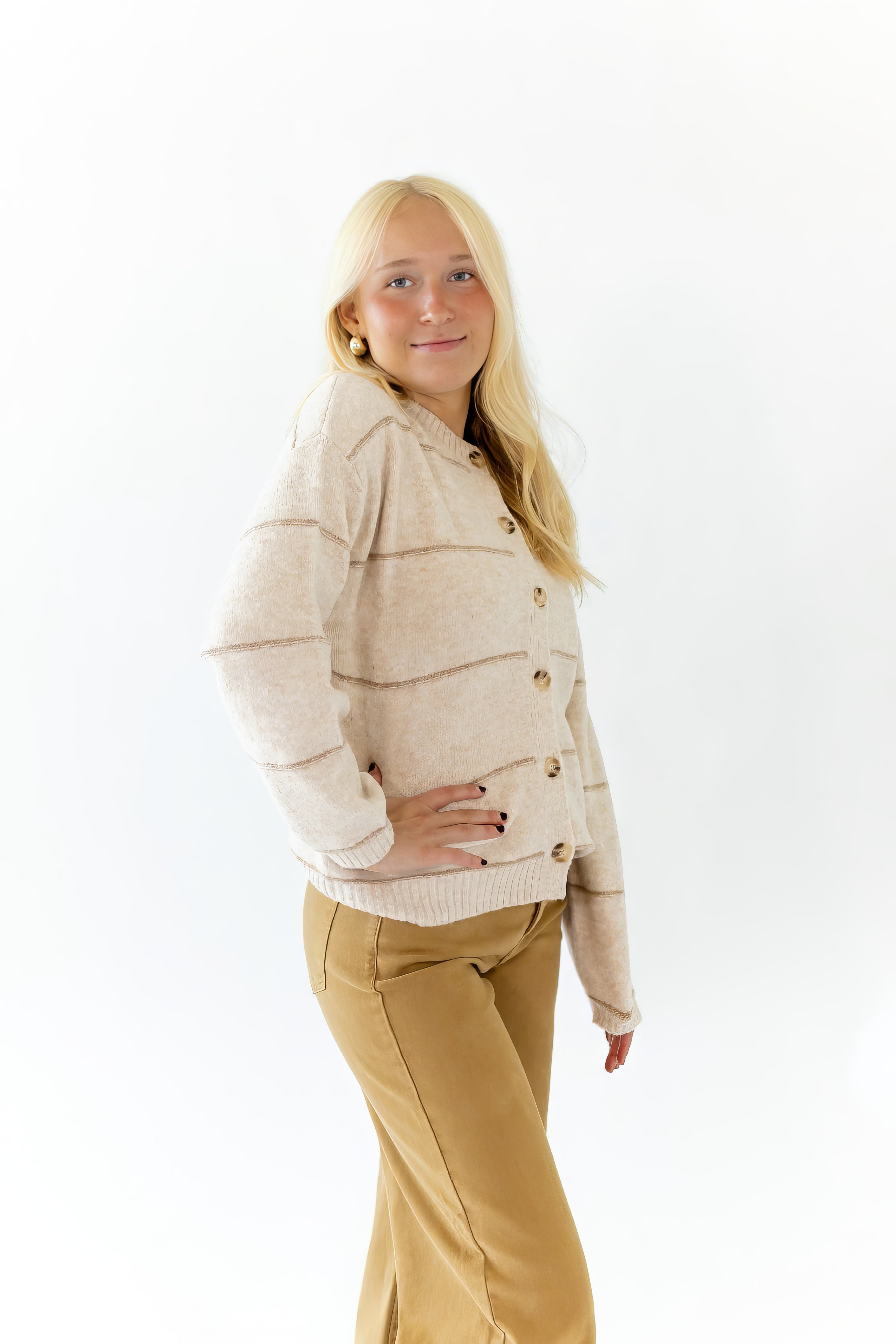 Oatmeal Striped Cardigan