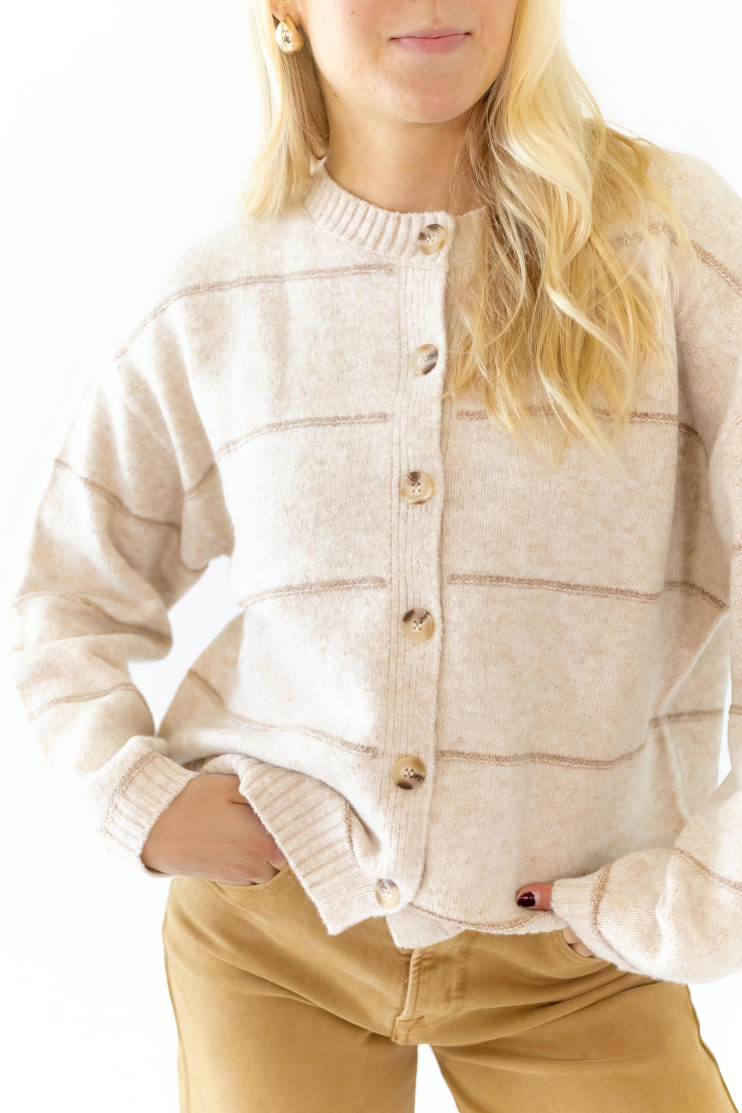 Oatmeal Striped Cardigan