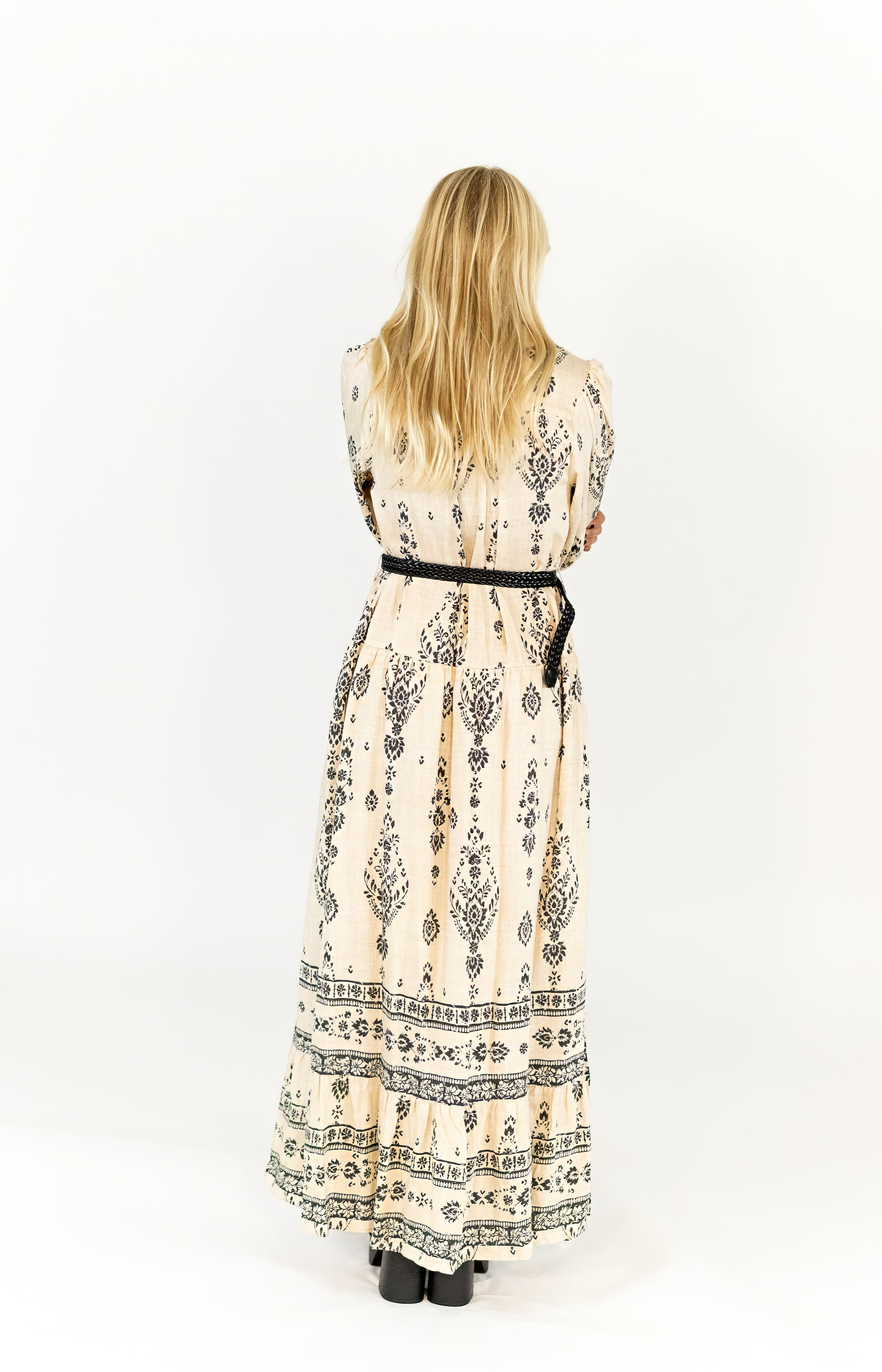 Elina Belted Paisley Maxi Dress