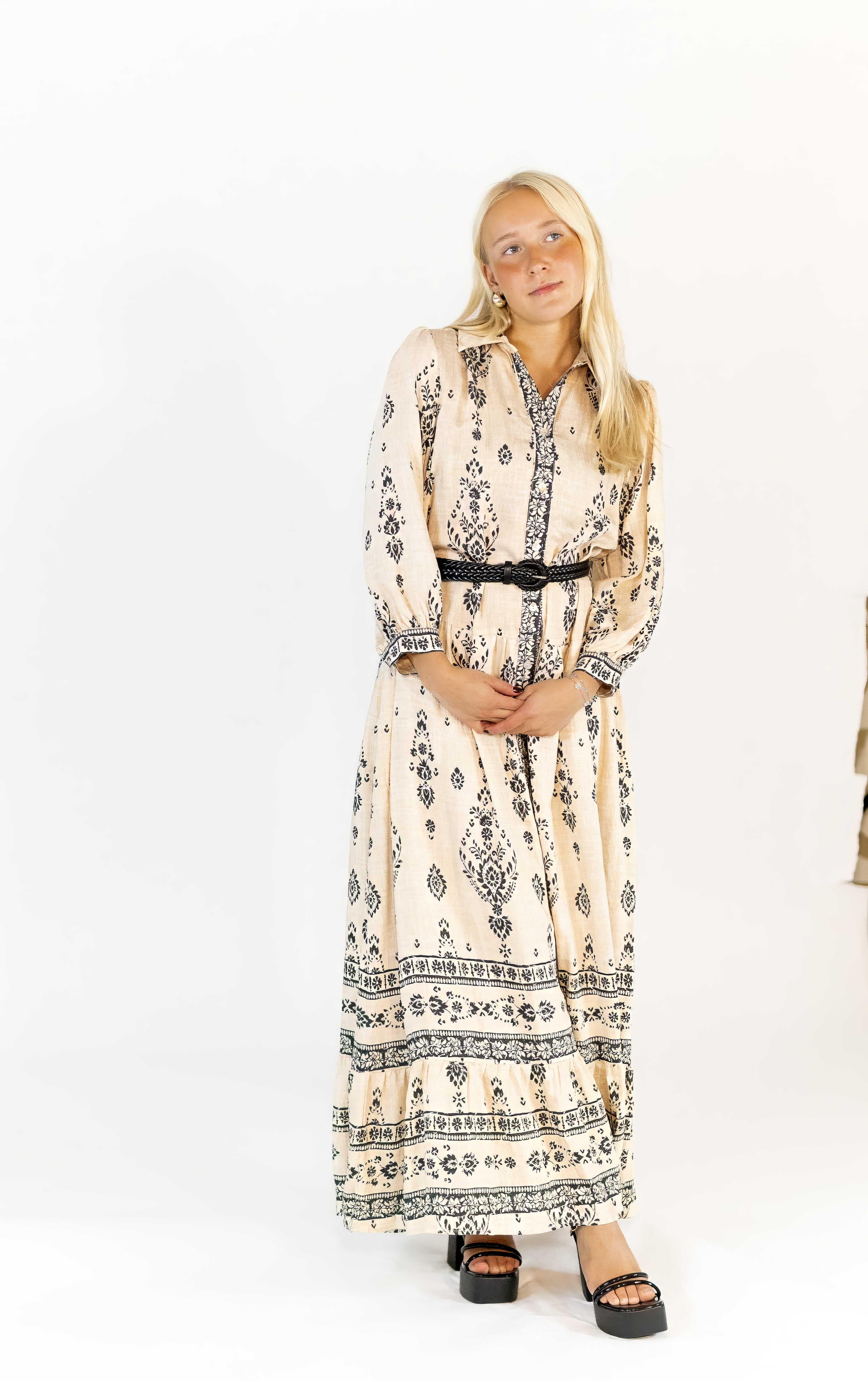 Elina Belted Paisley Maxi Dress